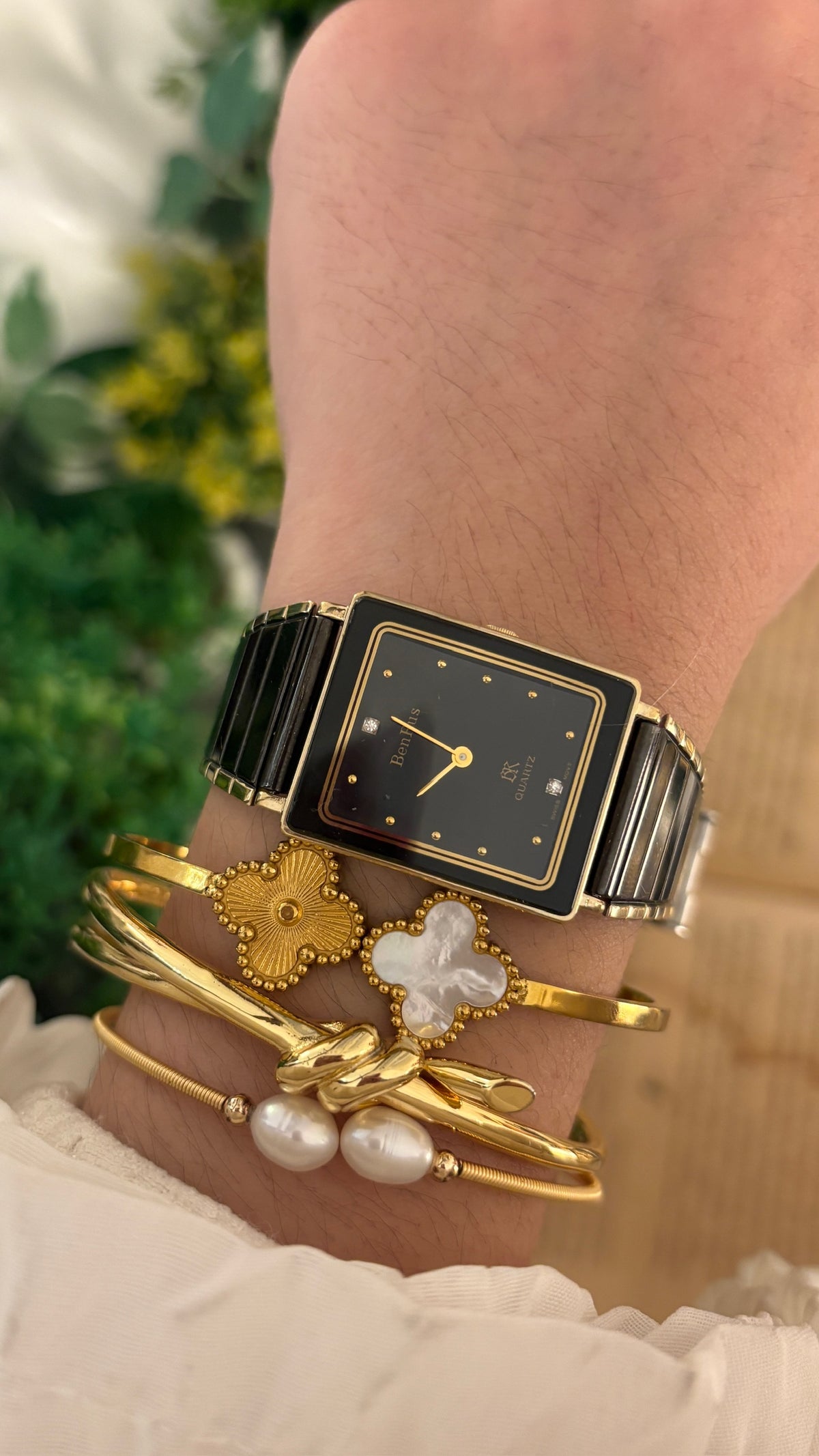 Rare Vintage BenRus Tank Watch in Two-Tone Quartz
