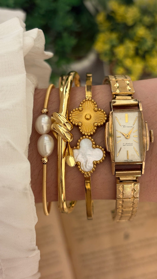Rare Vintage Diana Manual Winding Slim Tank Watch in Gold Tone