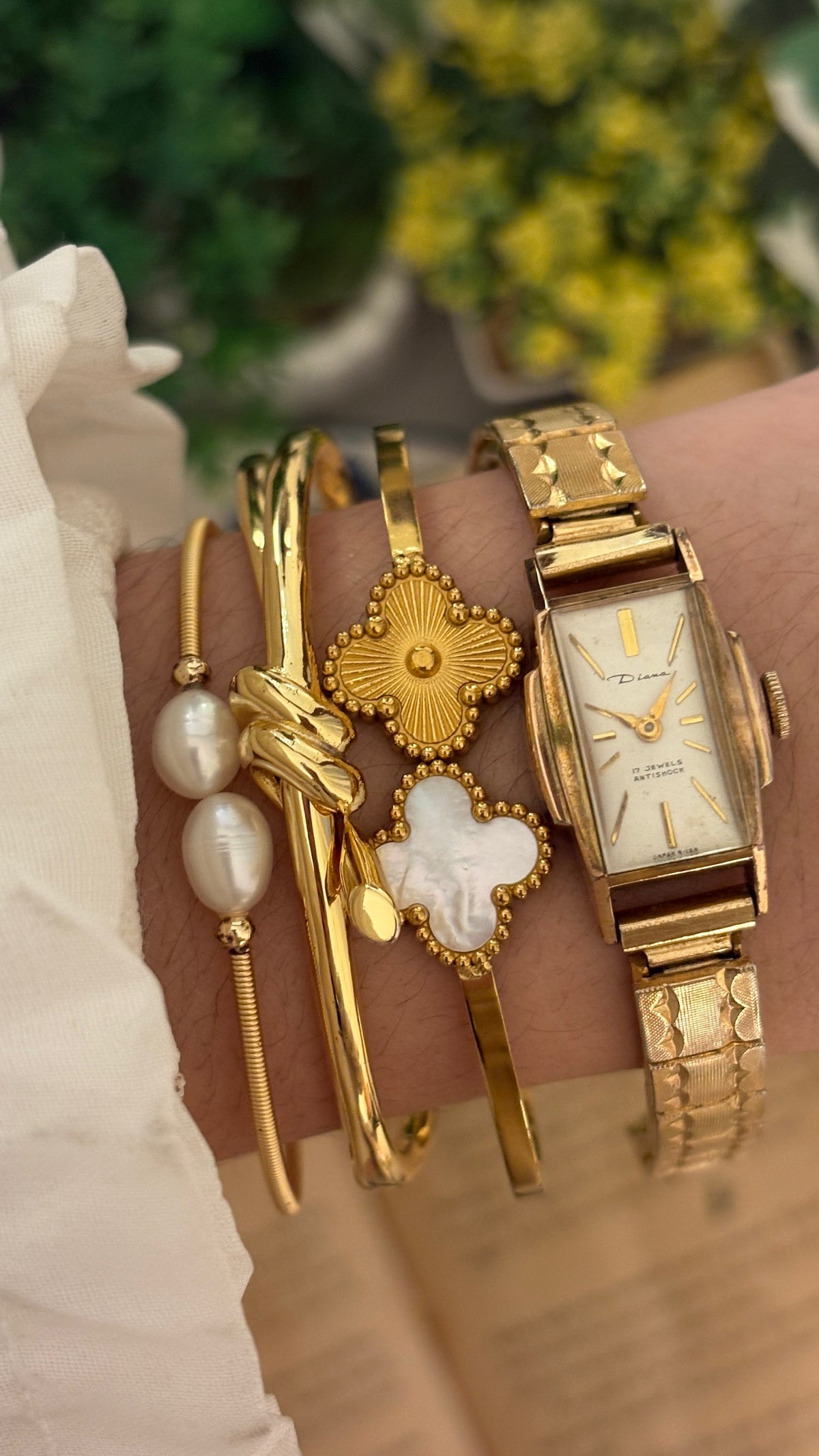 Rare Vintage Diana Manual Winding Slim Tank Watch in Gold Tone
