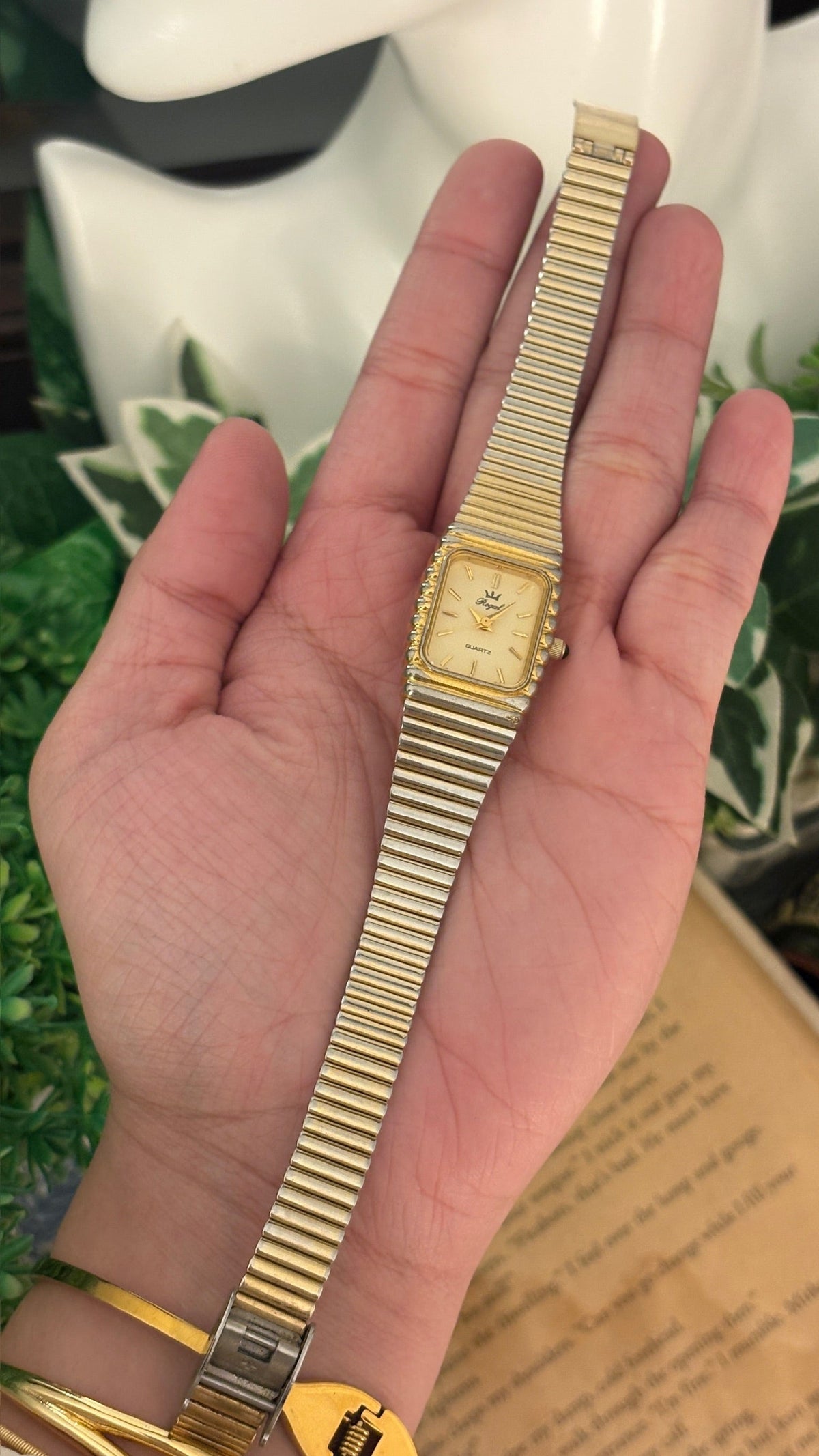 Vintage Royal Tank Dress Watch in Gold Tone Quartz