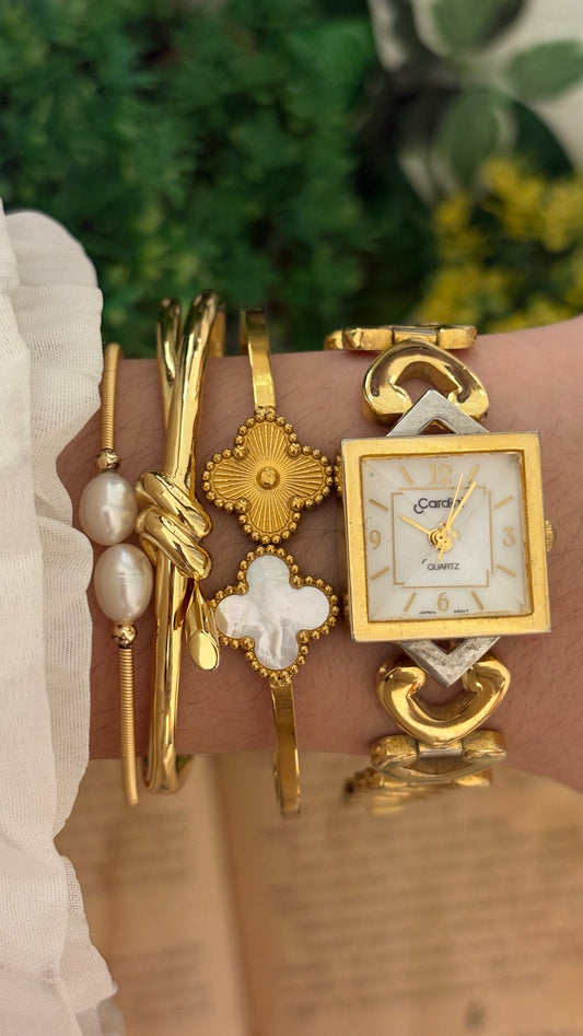 Rare Vintage Cardini Diacut Heart Link Watch in Two-Tone Quartz