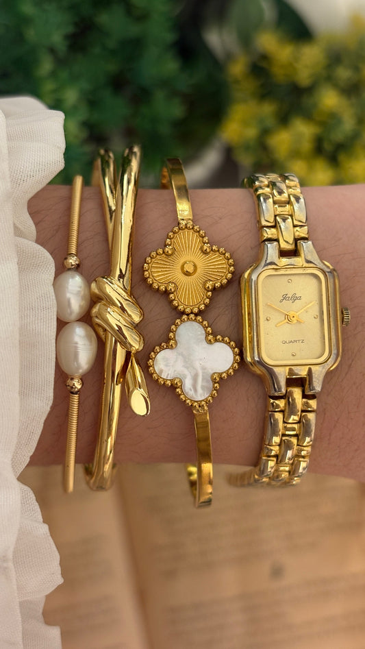 Rare Dainty Vintage Jalga Mini Tank Watch in Gold Tone Quartz