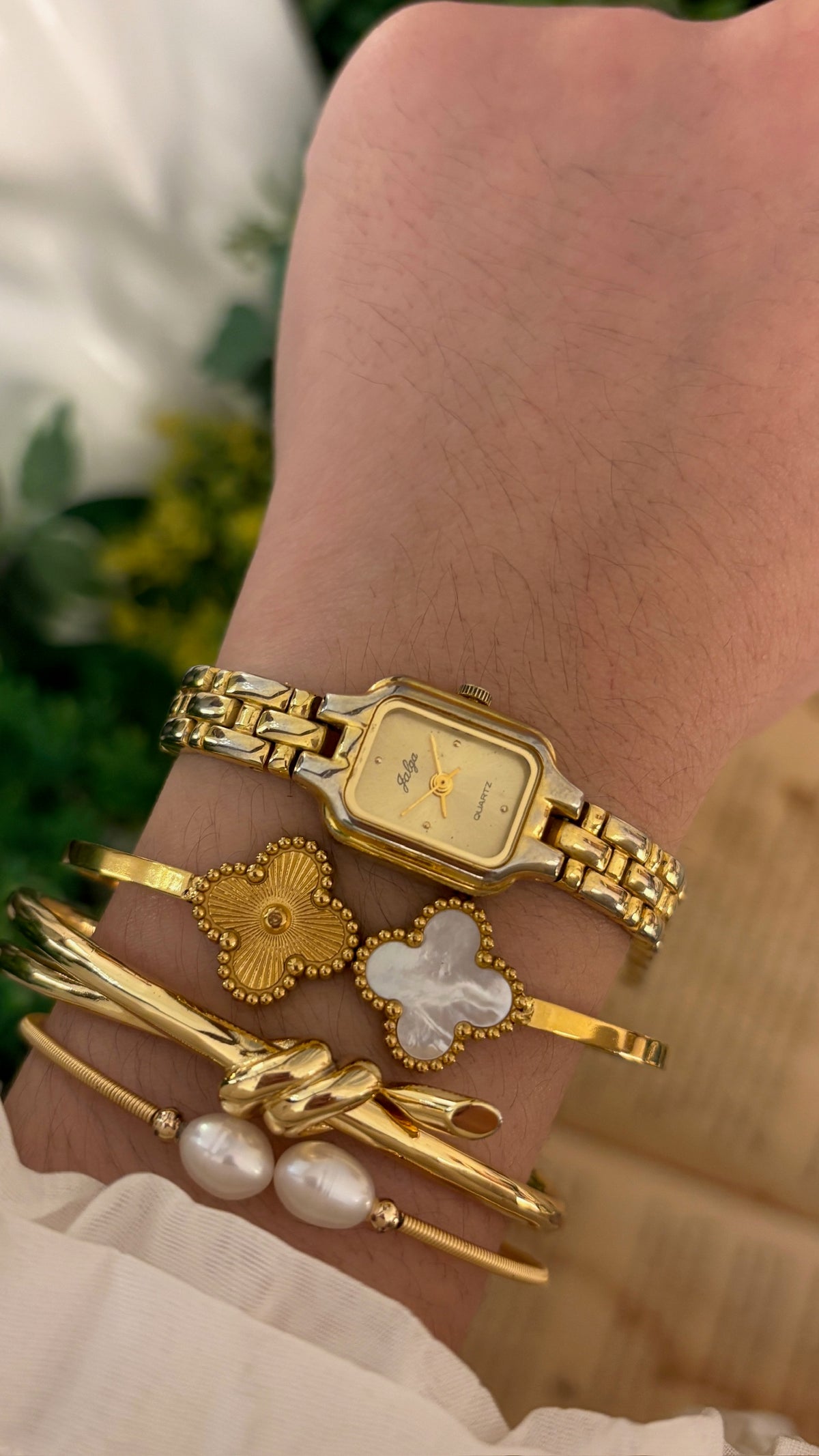 Rare Dainty Vintage Jalga Mini Tank Watch in Gold Tone Quartz