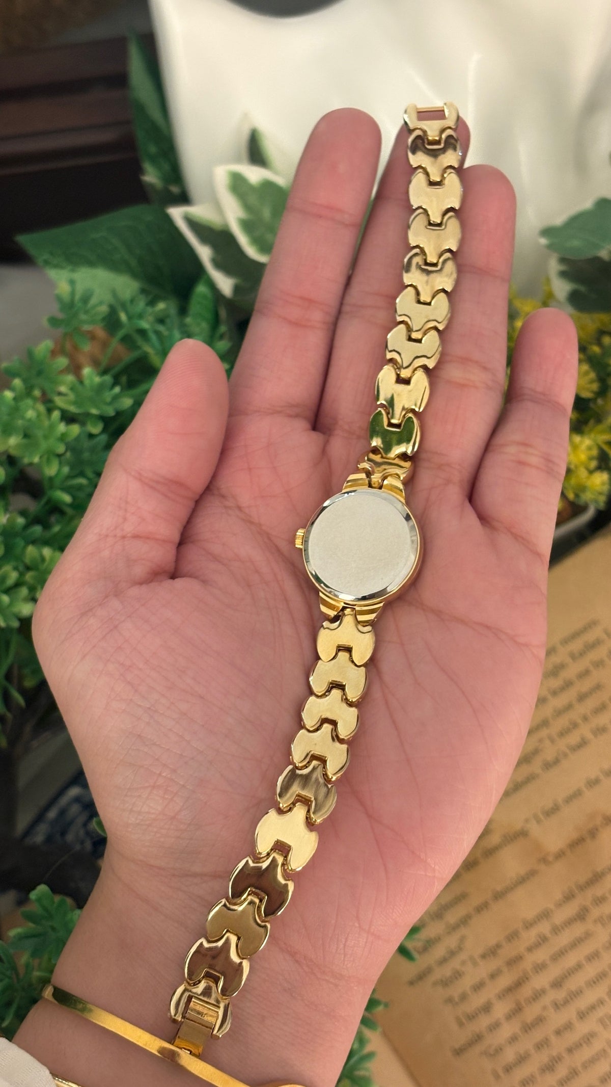 Vintage Alfadino Rhinestone Bracelet Watch in Gold Tone Quartz