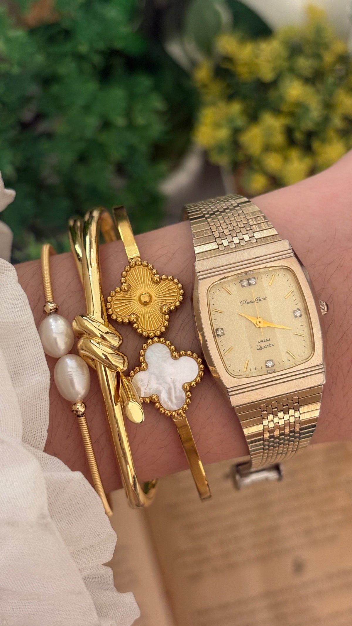 Vintage Planta Geret Swiss Dress Tank Watch in Gold Tone Quartz
