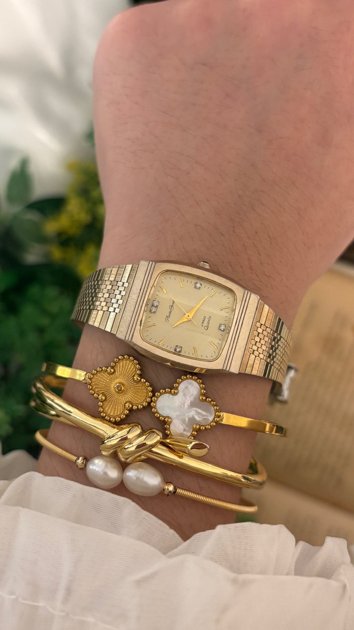 Vintage Planta Geret Swiss Dress Tank Watch in Gold Tone Quartz