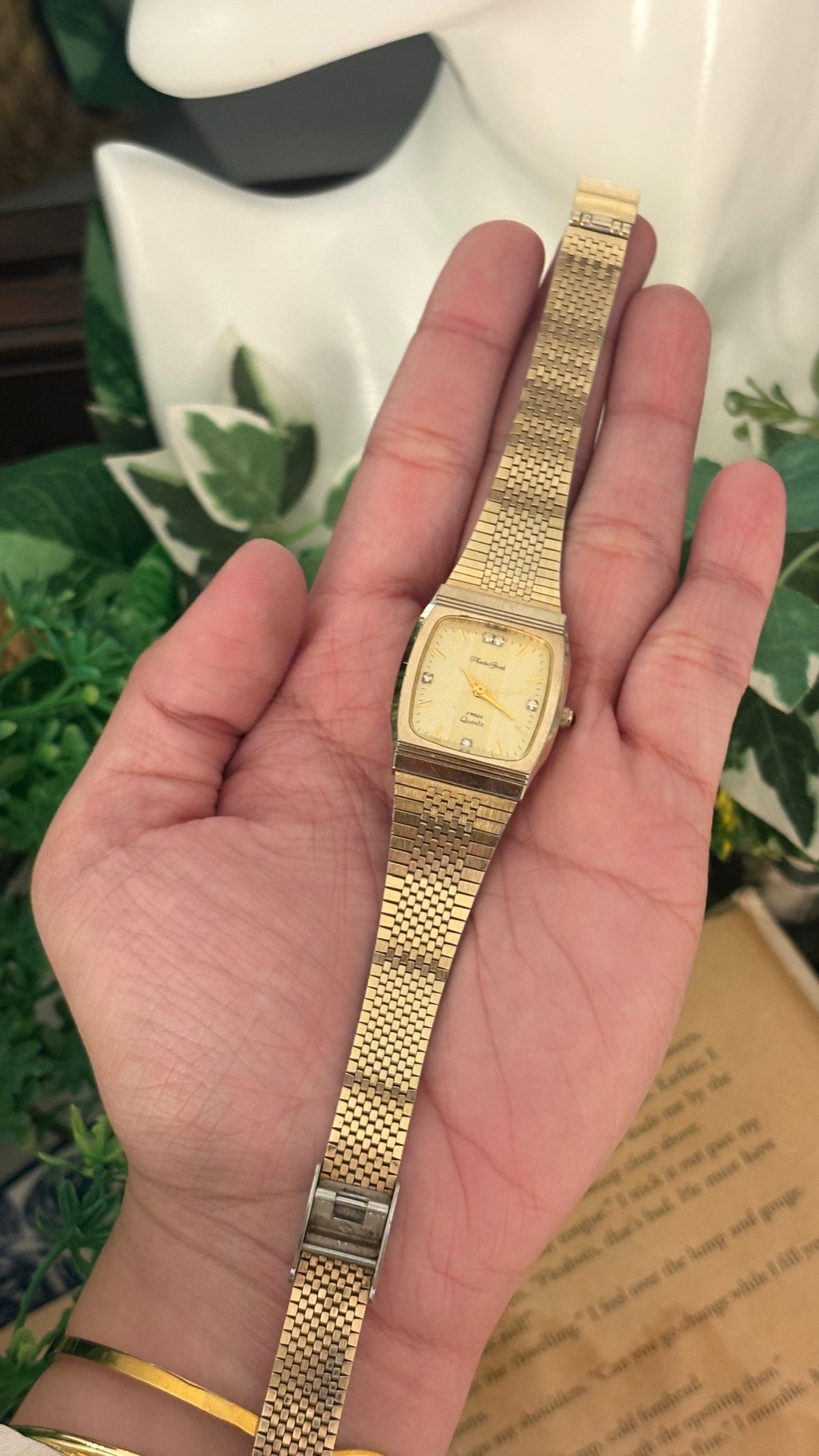 Vintage Planta Geret Swiss Dress Tank Watch in Gold Tone Quartz