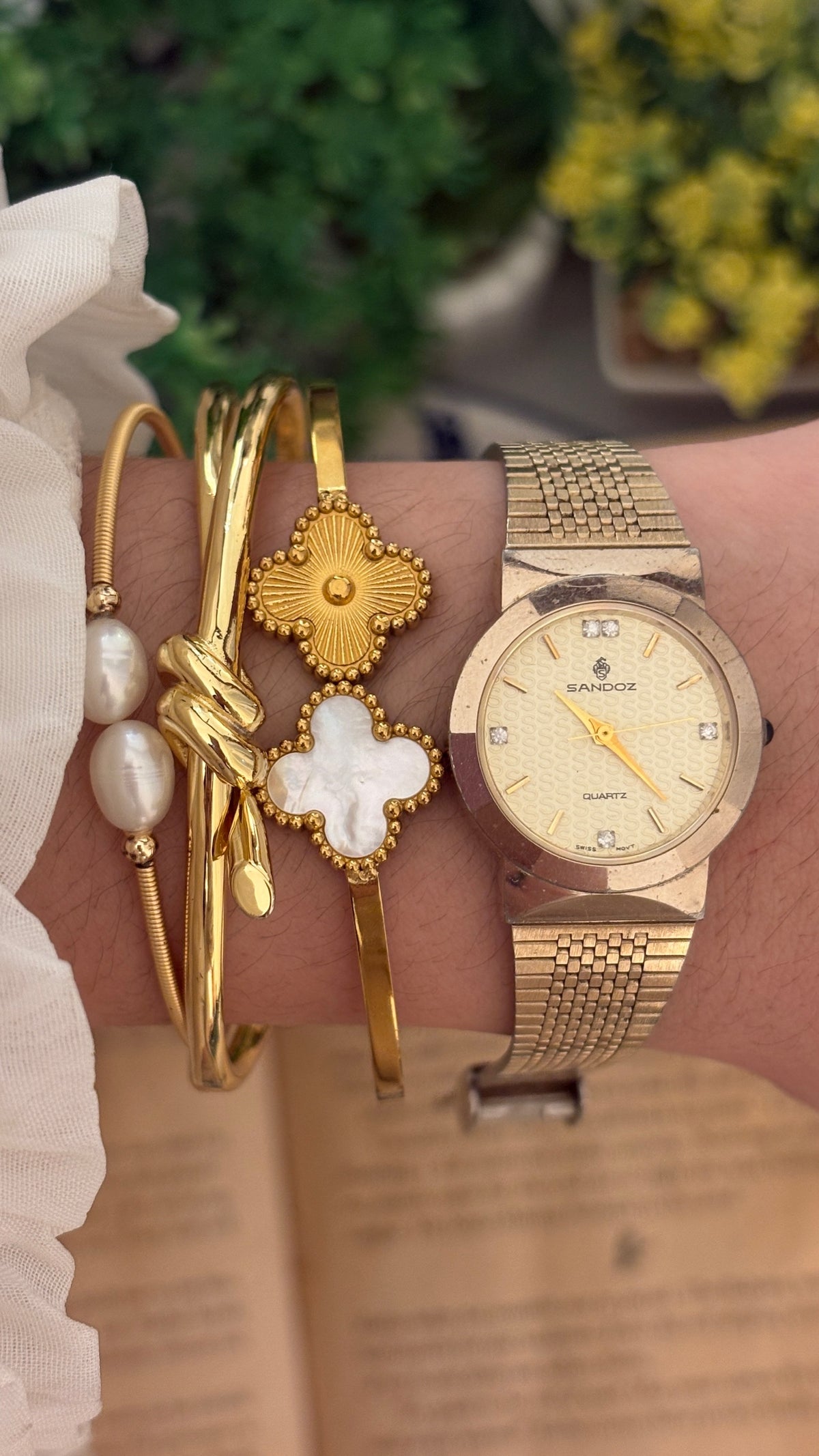 Rare Vintage Sandoz Swiss Dress Watch in Gold Tone Quartz