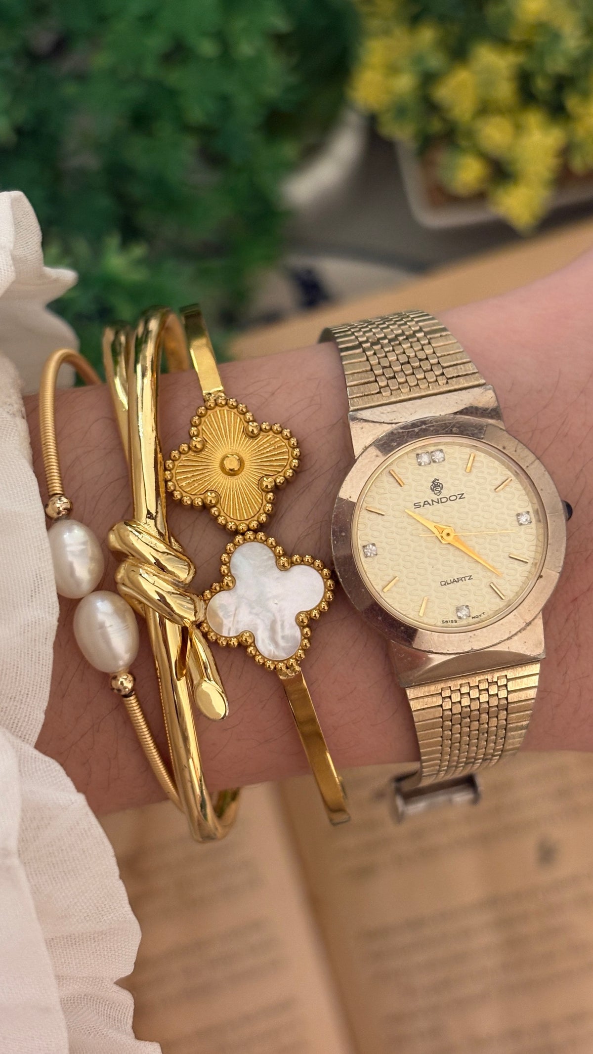 Rare Vintage Sandoz Swiss Dress Watch in Gold Tone Quartz
