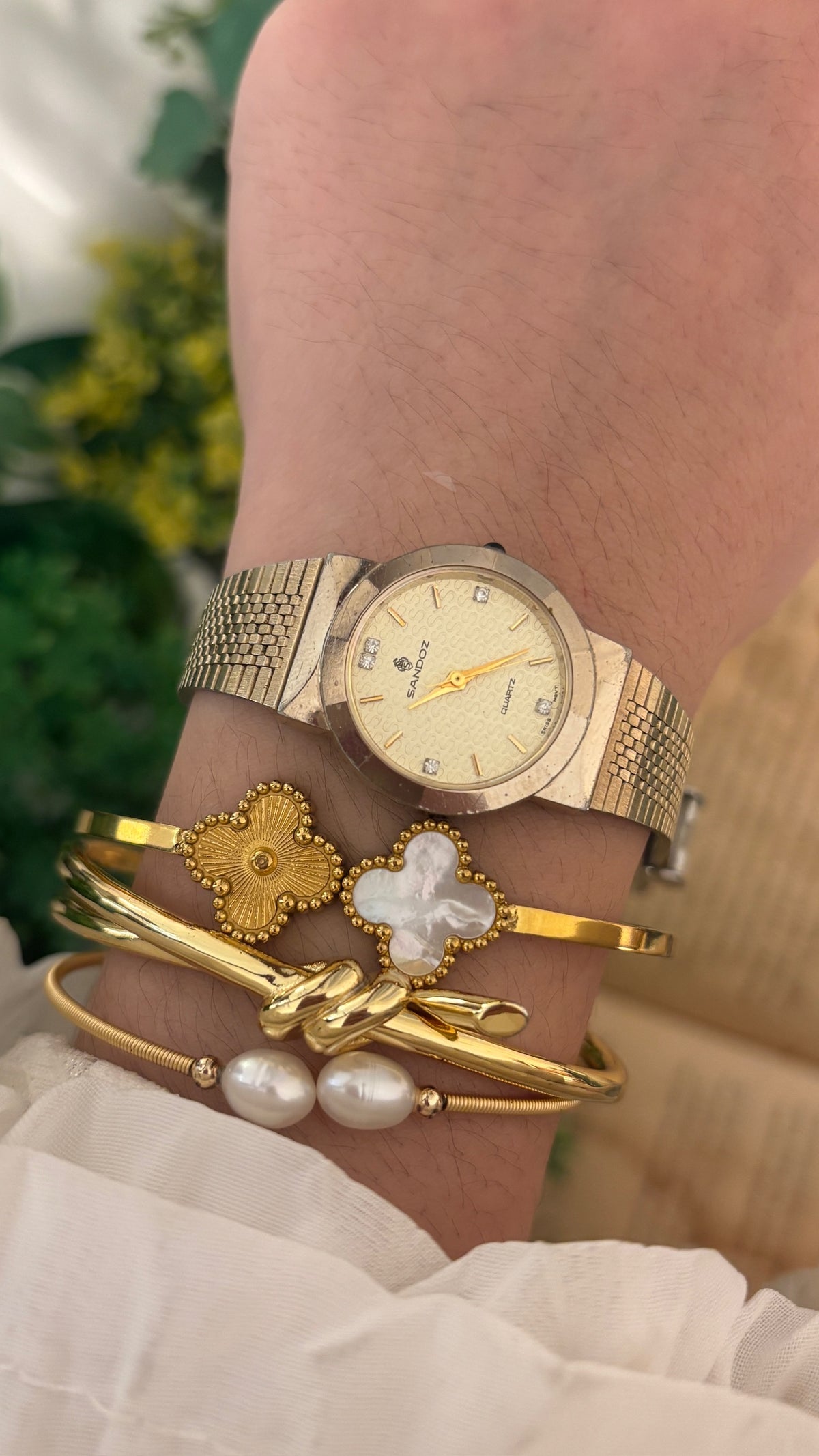 Rare Vintage Sandoz Swiss Dress Watch in Gold Tone Quartz