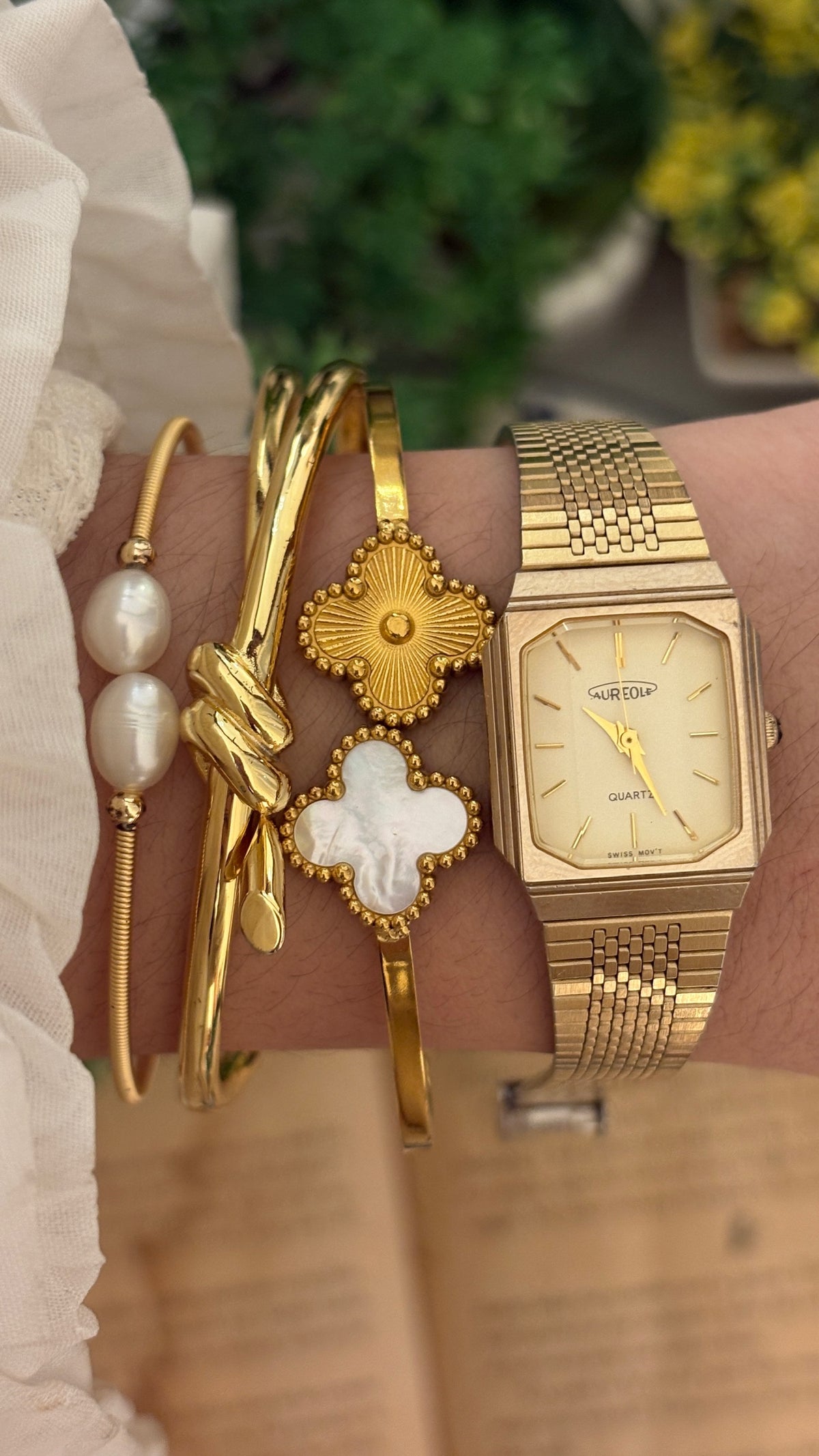 Vintage Aureole Tank Dress Watch in Gold Tone Quartz