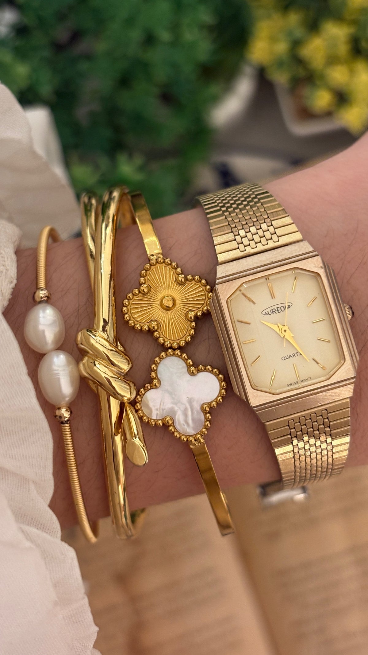 Vintage Aureole Tank Dress Watch in Gold Tone Quartz