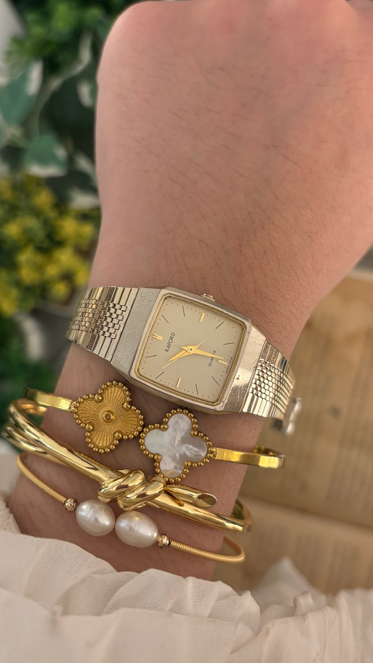 Vintage Raford Dress Tank Watch in Gold Tone Quartz