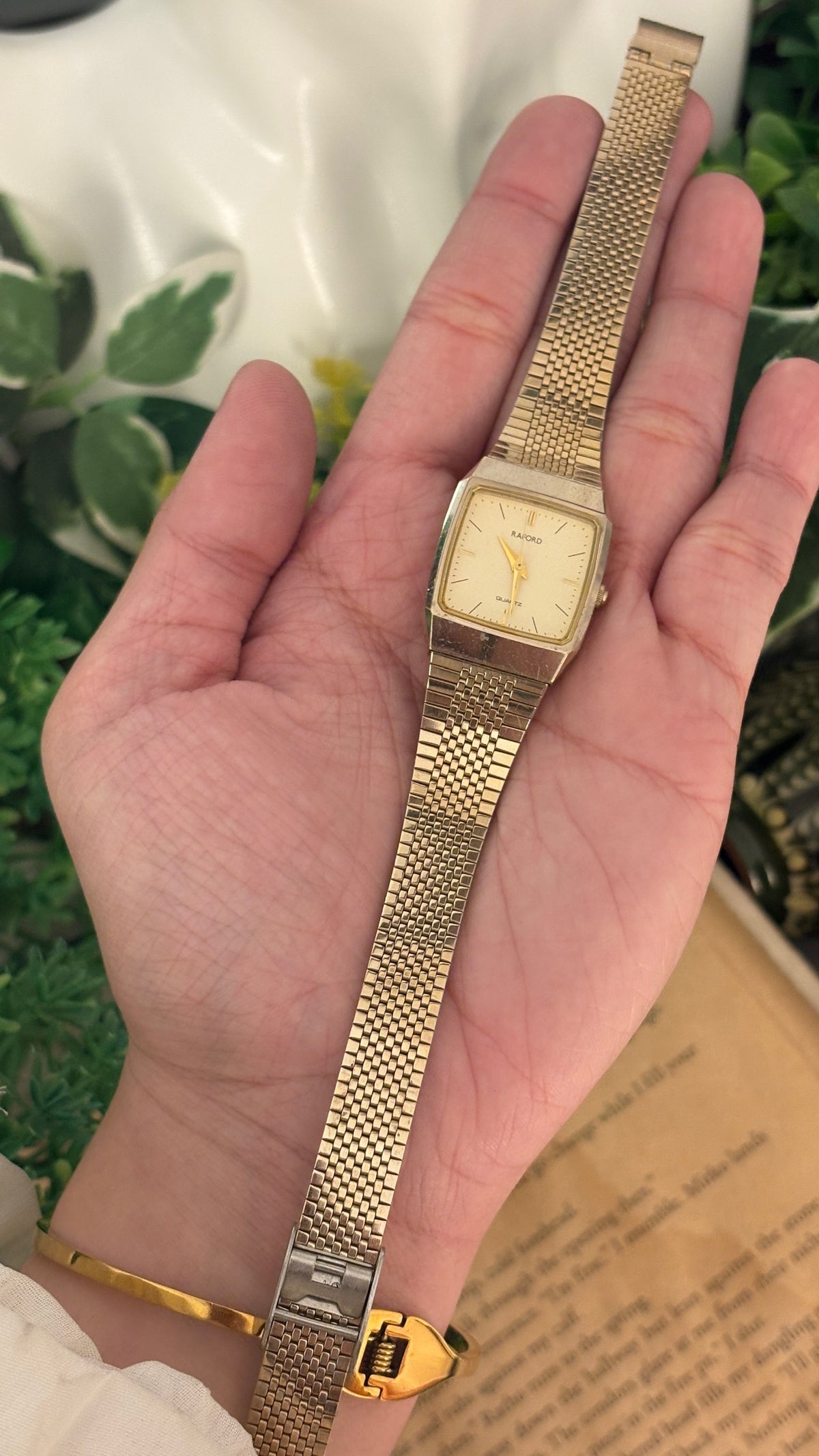 Vintage Raford Dress Tank Watch in Gold Tone Quartz