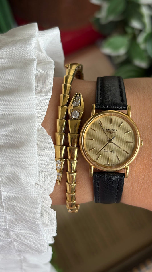 Vintage Longines Women’s Dress Watch in Black Leather Strap