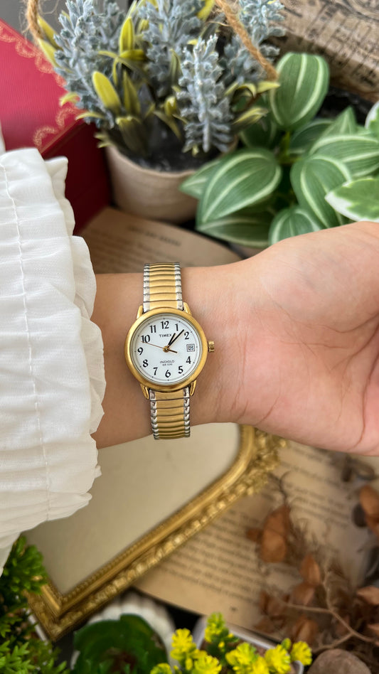 Vintage Timex Watch in Two-Tone Stretchy Band