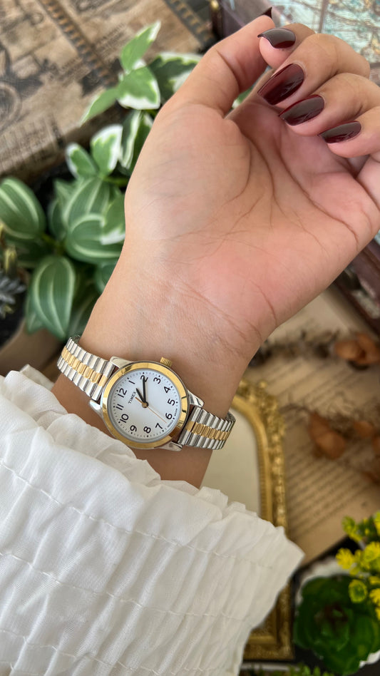 Vintage Timex Watch in Two-Tone Stretchy Band