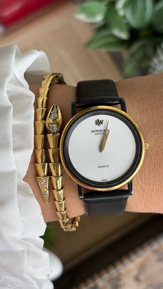 Vintage Raymond Weil Men’s Dress Watch in Black Leather Strap