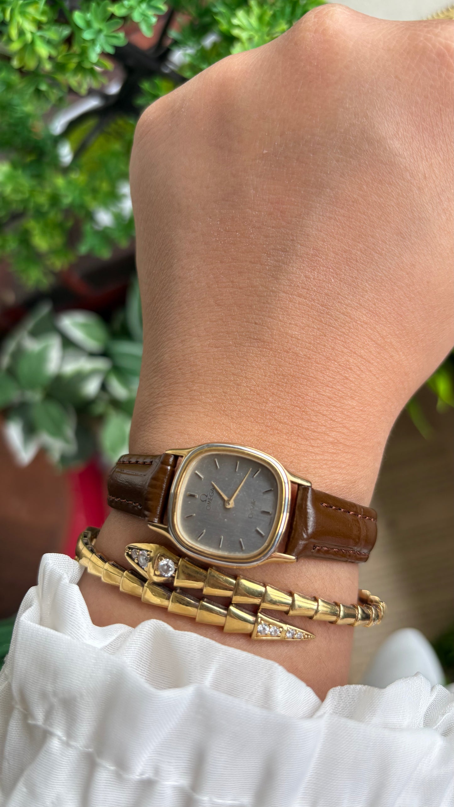 Vintage Omega De Ville Mini Tank Women’s Dress Watch in Black Leather Strap with Omega Box