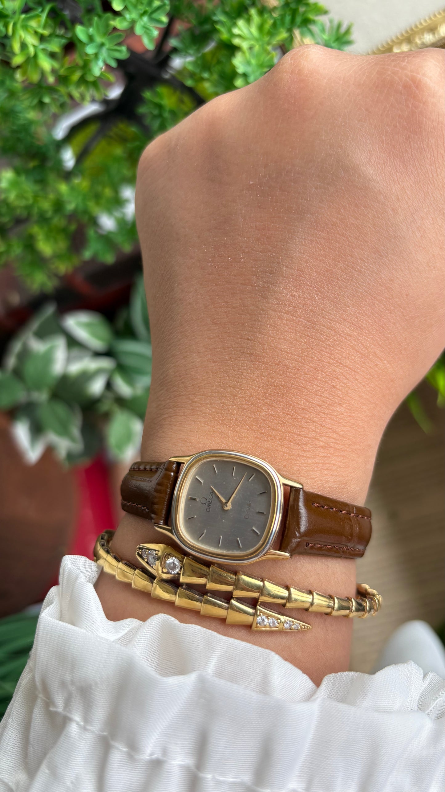 Vintage Omega De Ville Mini Tank Women’s Dress Watch in Black Leather Strap with Omega Box