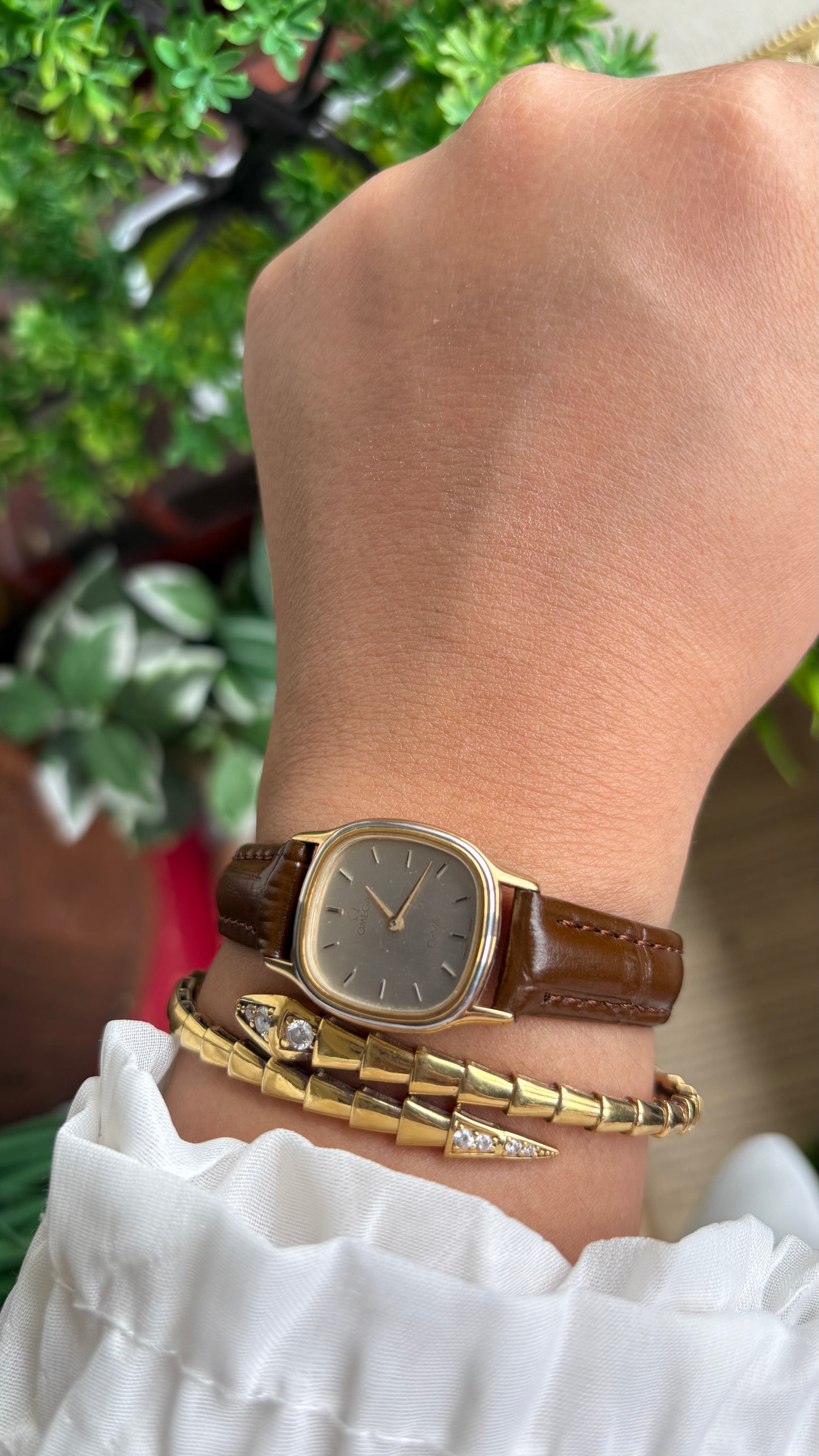 Vintage Omega De Ville Mini Tank Women’s Dress Watch in Black Leather Strap with Omega Box