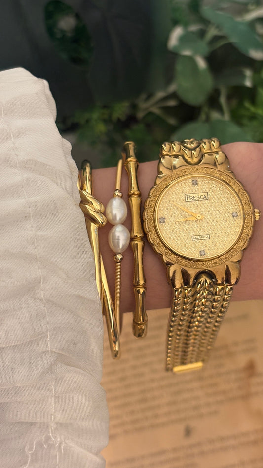 Rare Vintage Fresca Classic Watch in Gold Tone Quartz