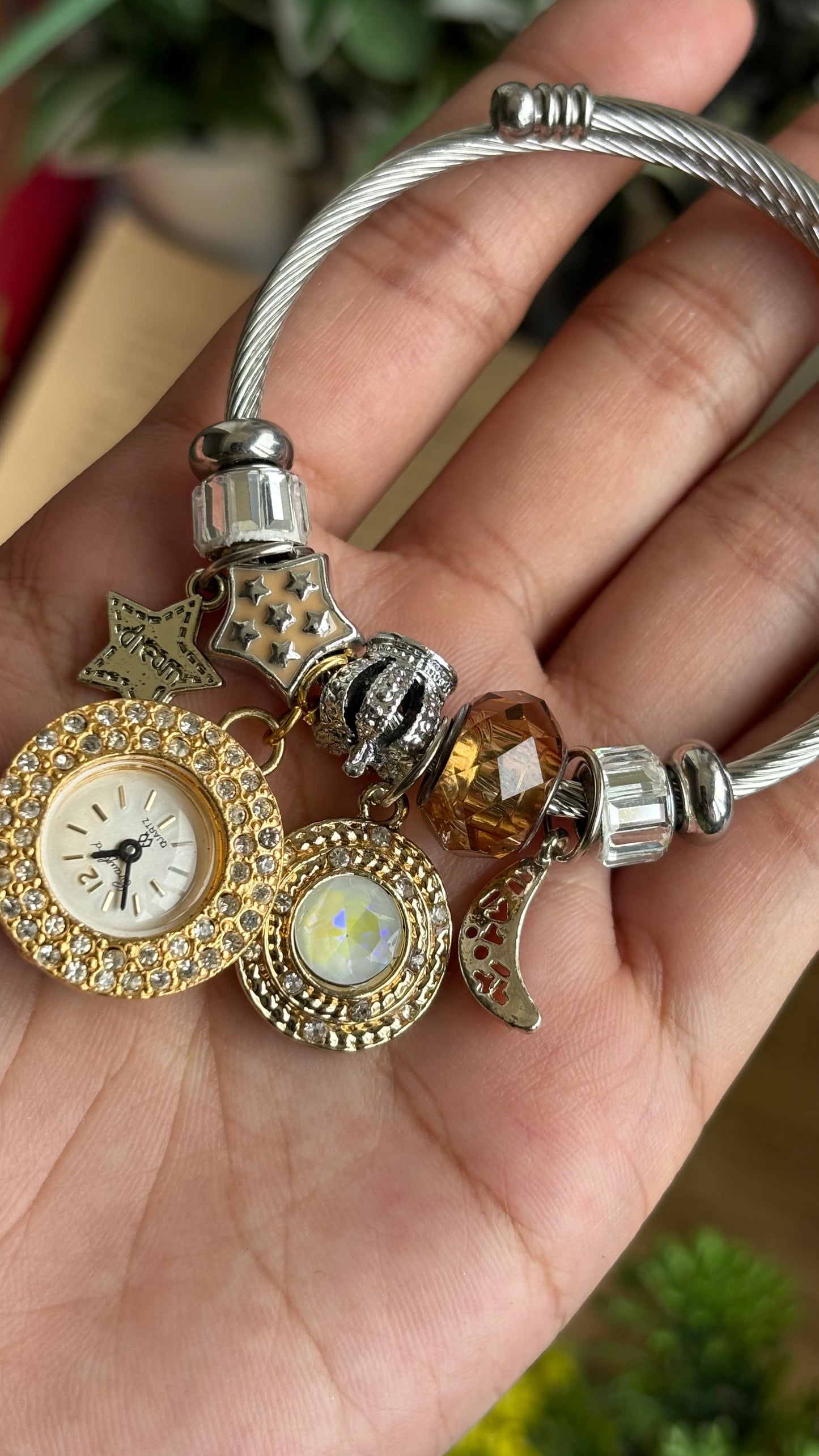 Extremely Rare Vintage Crawford Charm Watch in Two-Tone Pandora Style