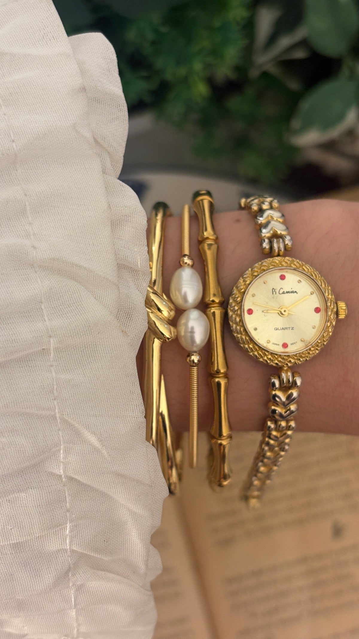 Rare Vintage Pi Camian Heart Link Watch in Gold Tone Quartz