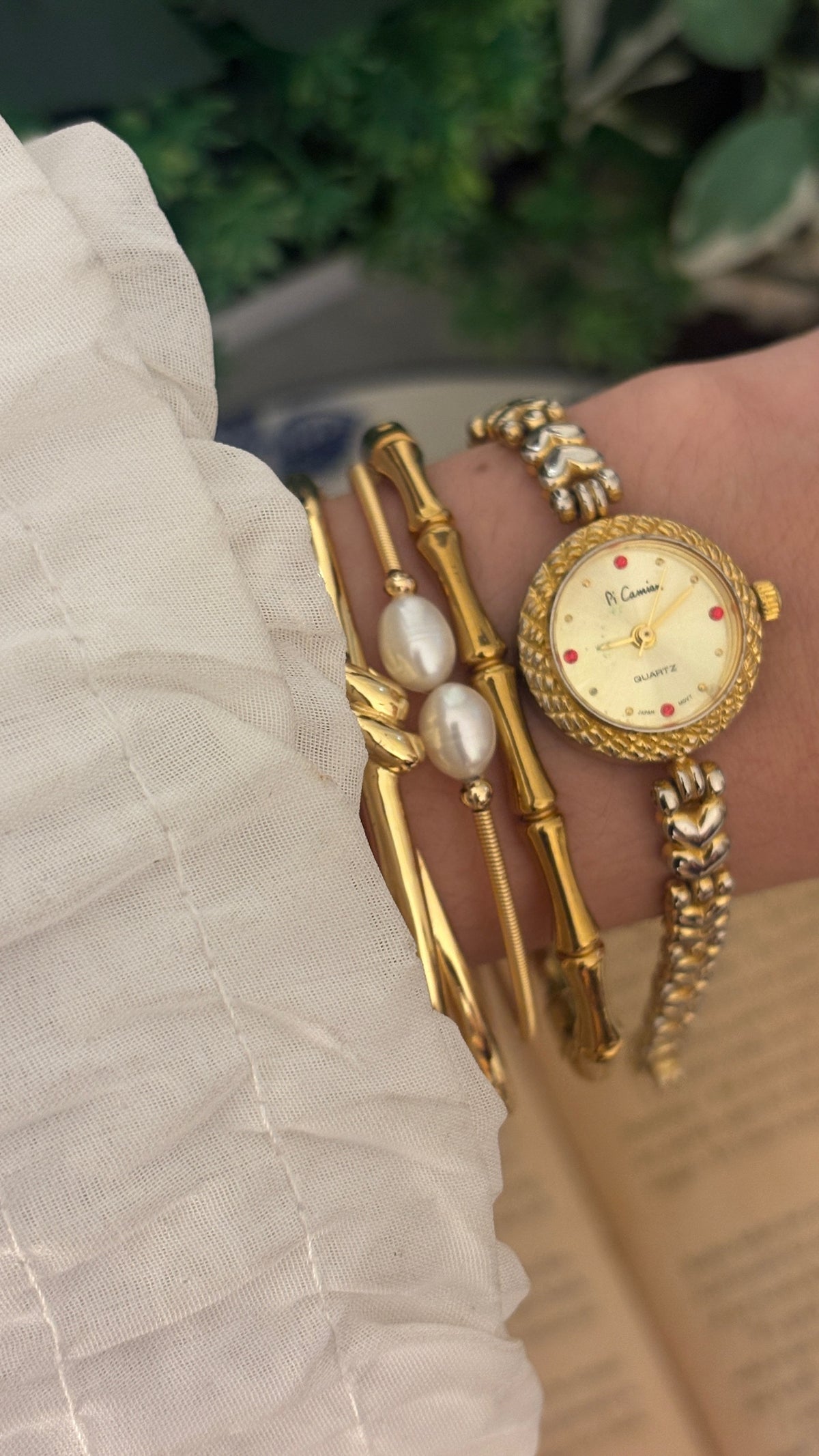 Rare Vintage Pi Camian Heart Link Watch in Gold Tone Quartz