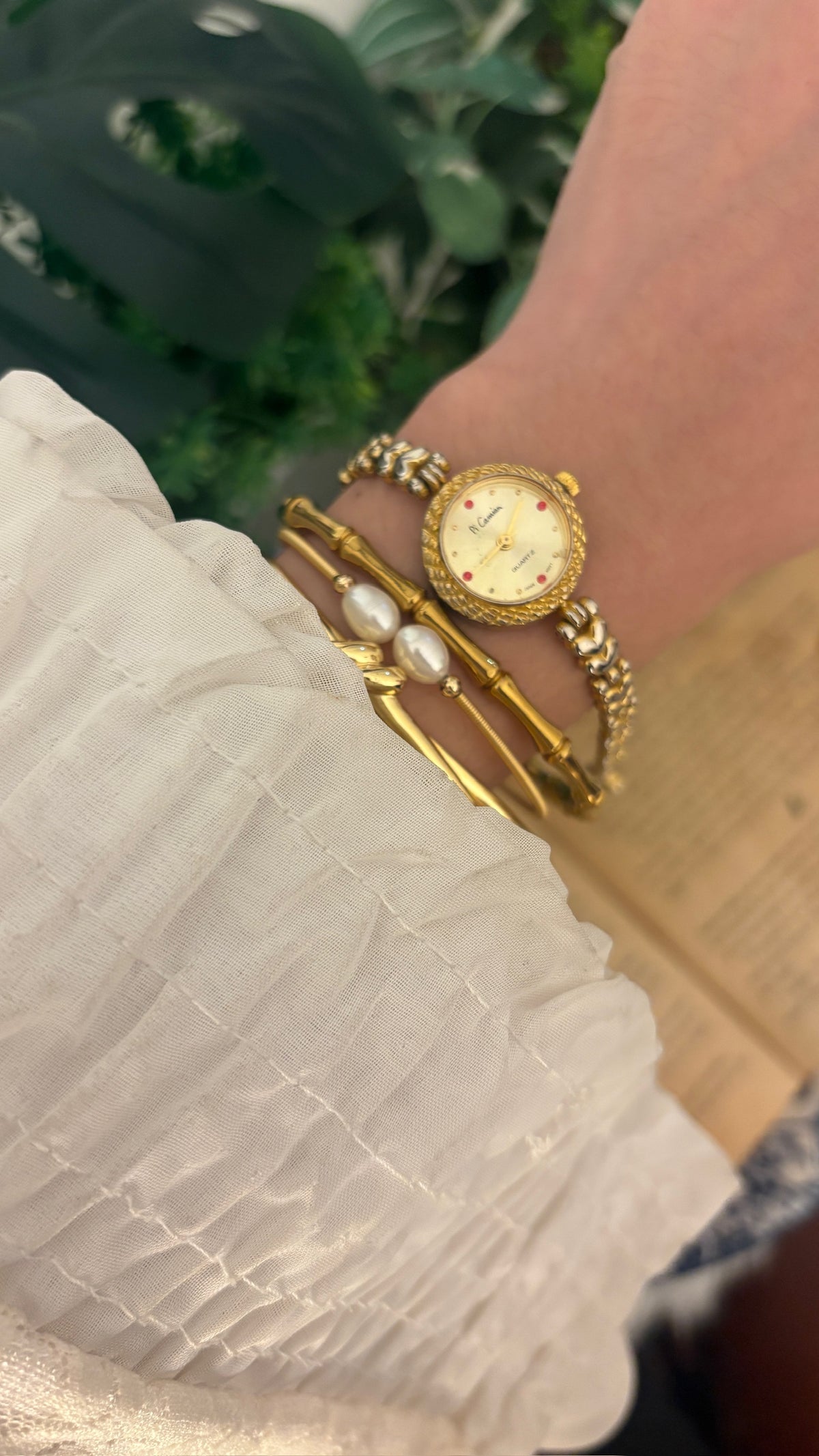 Rare Vintage Pi Camian Heart Link Watch in Gold Tone Quartz