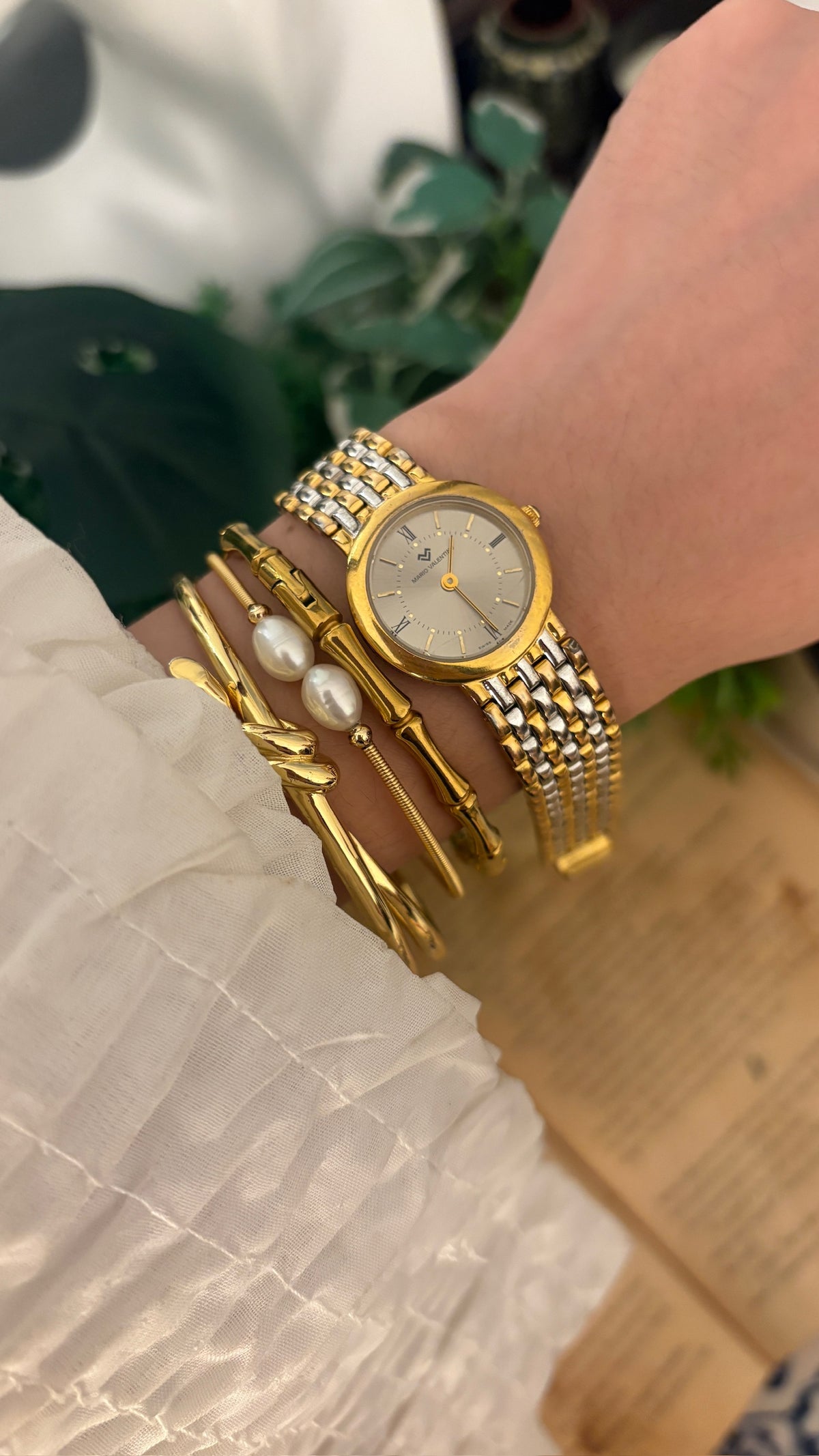 Vintage Mario Valentino Swiss Classic Watch in Two-Tone Quartz