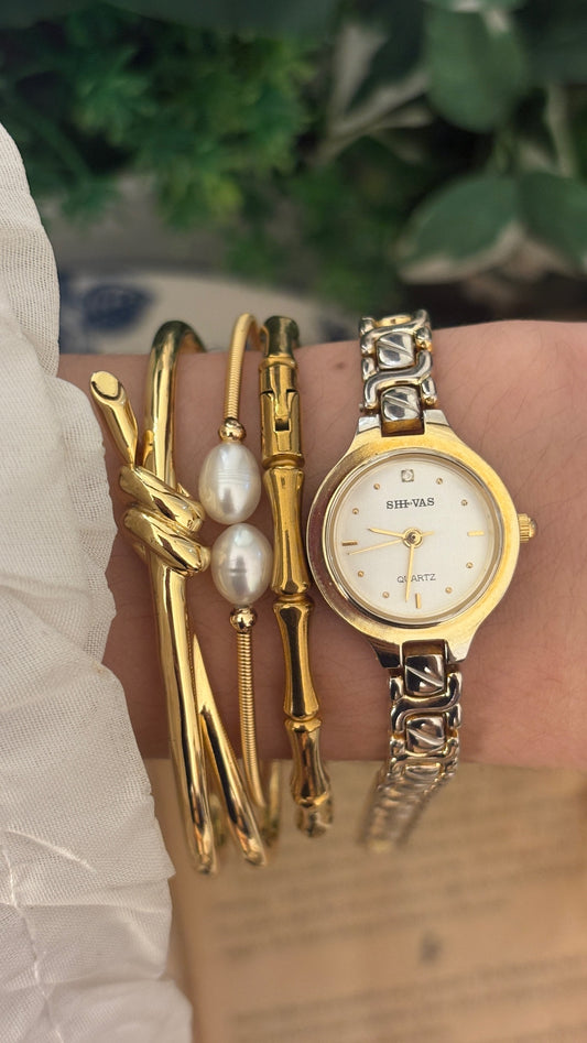 Vintage Shivas Bracelet Watch in Two-Tone Quartz
