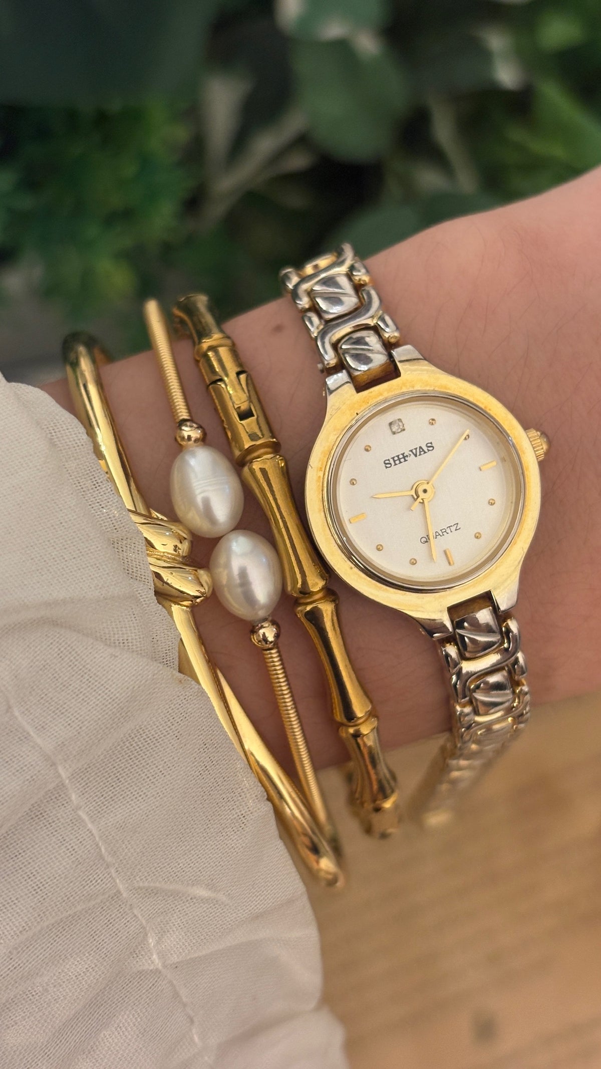 Vintage Shivas Bracelet Watch in Two-Tone Quartz