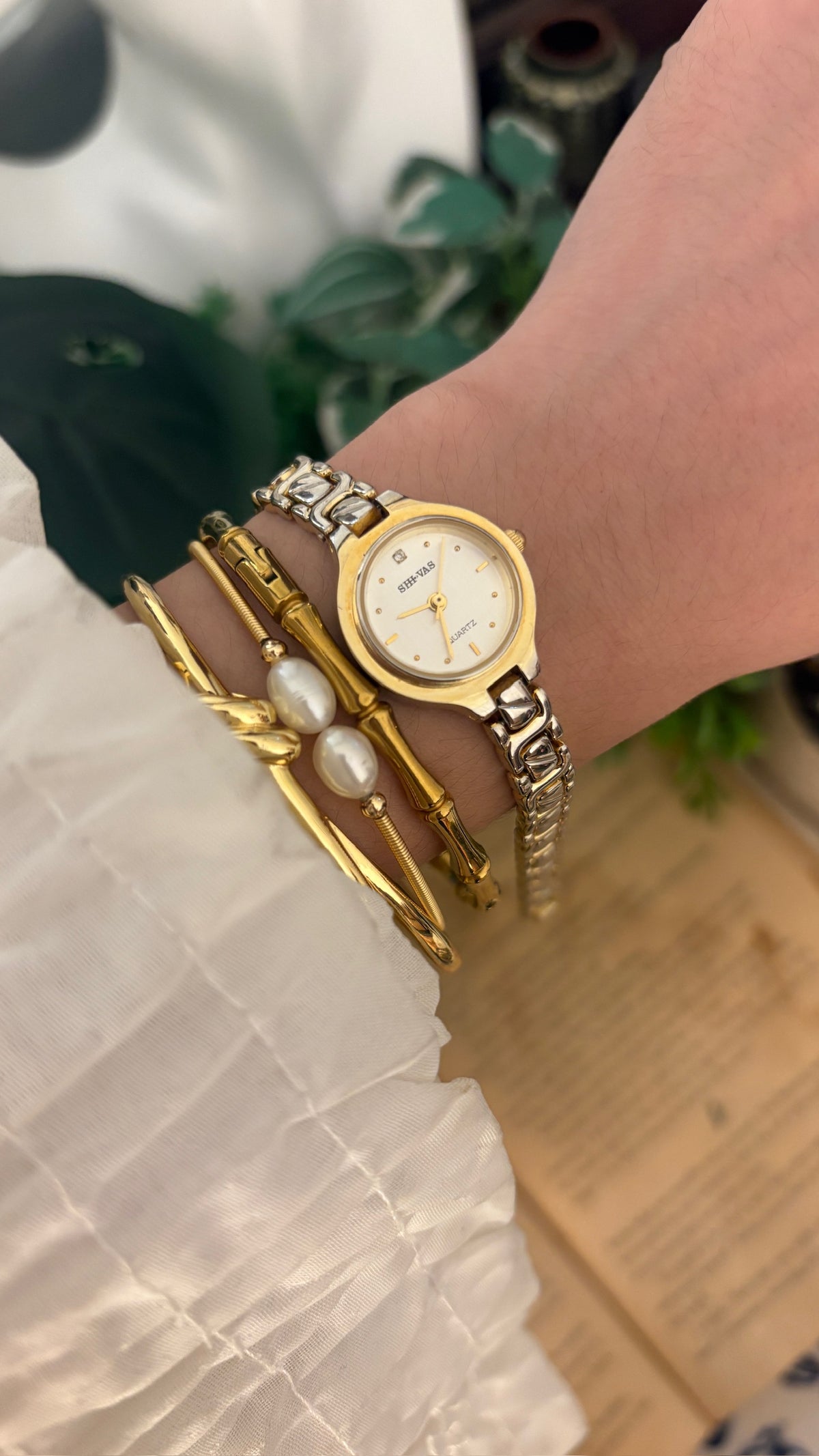 Vintage Shivas Bracelet Watch in Two-Tone Quartz