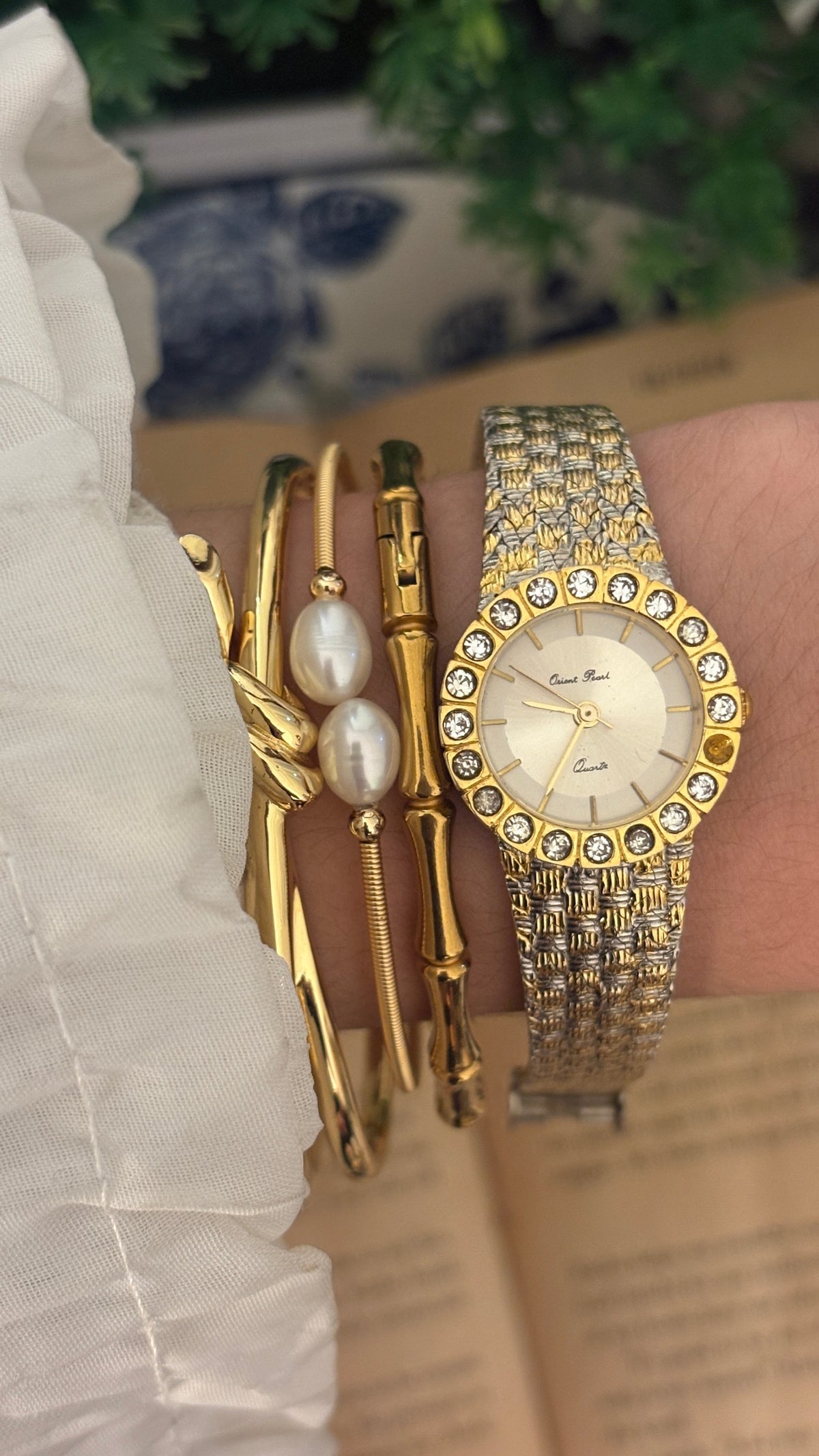 Rare Vintage Orient Pearl Dress Watch in Two-Tone Quartz