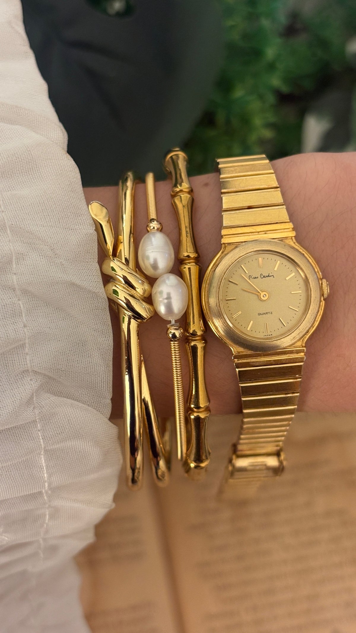 Vintage Pierre Cardin Panel Link Watch in Gold Tone Quartz