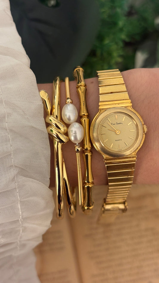 Vintage Pierre Cardin Panel Link Watch in Gold Tone Quartz