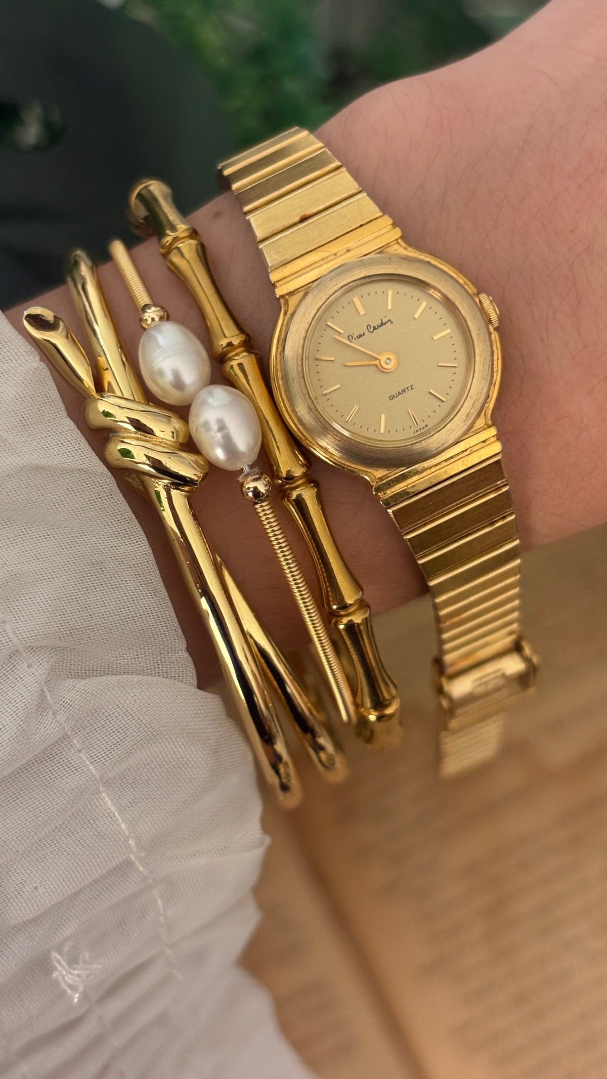 Vintage Pierre Cardin Panel Link Watch in Gold Tone Quartz