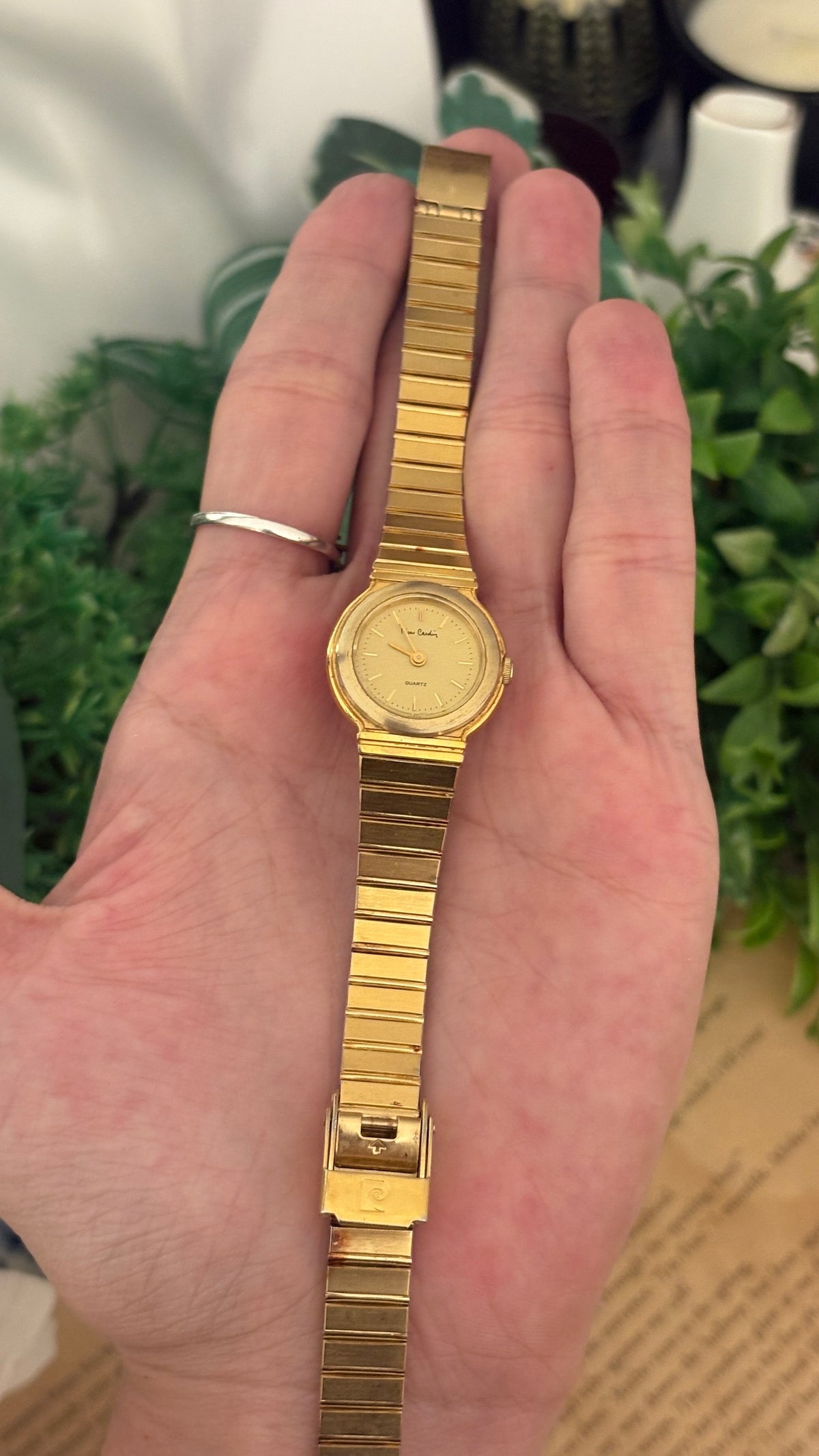 Vintage Pierre Cardin Panel Link Watch in Gold Tone Quartz