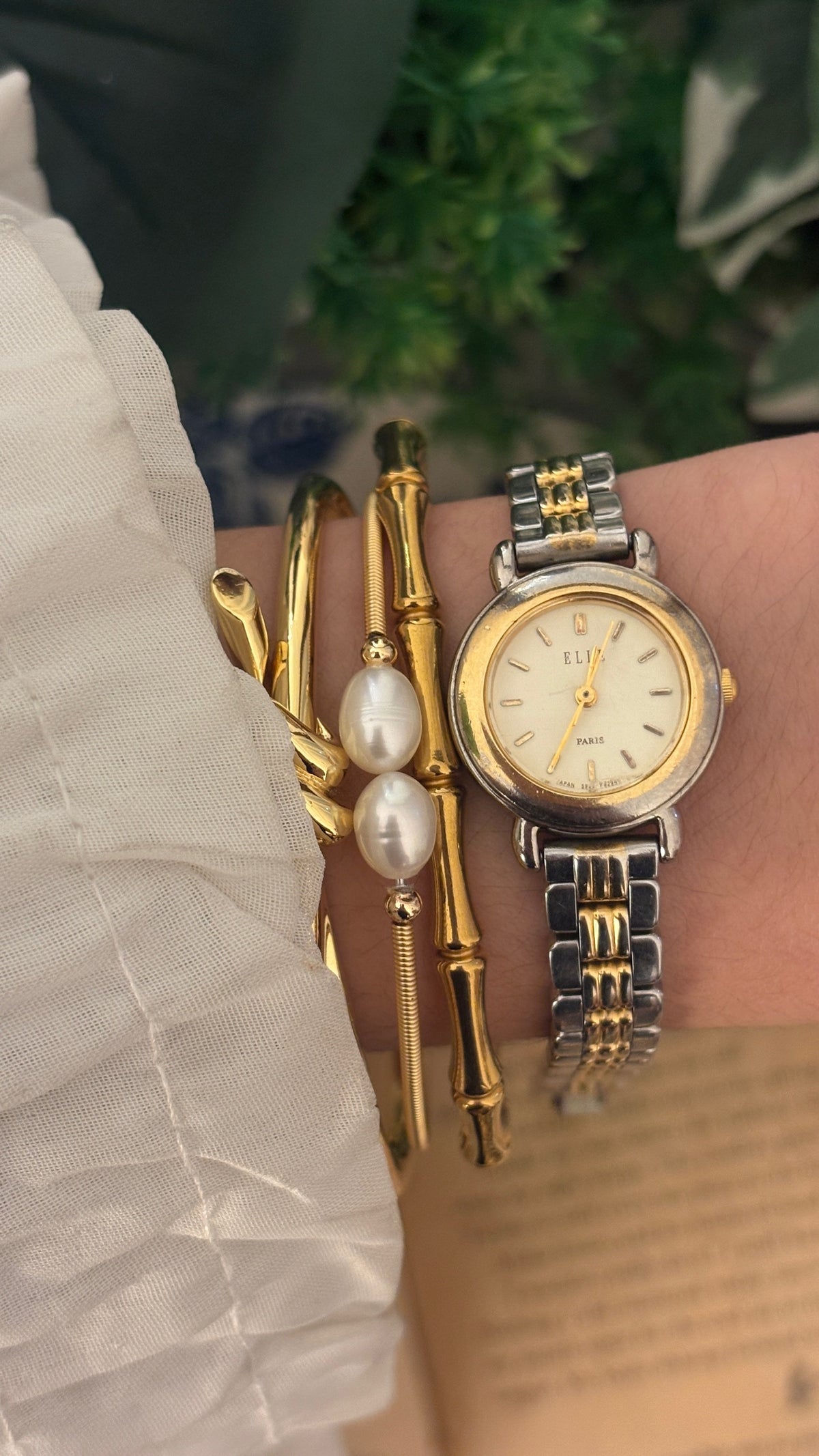 Vintage Elle Paris Classic Bracelet Watch in Two-Tone Quartz