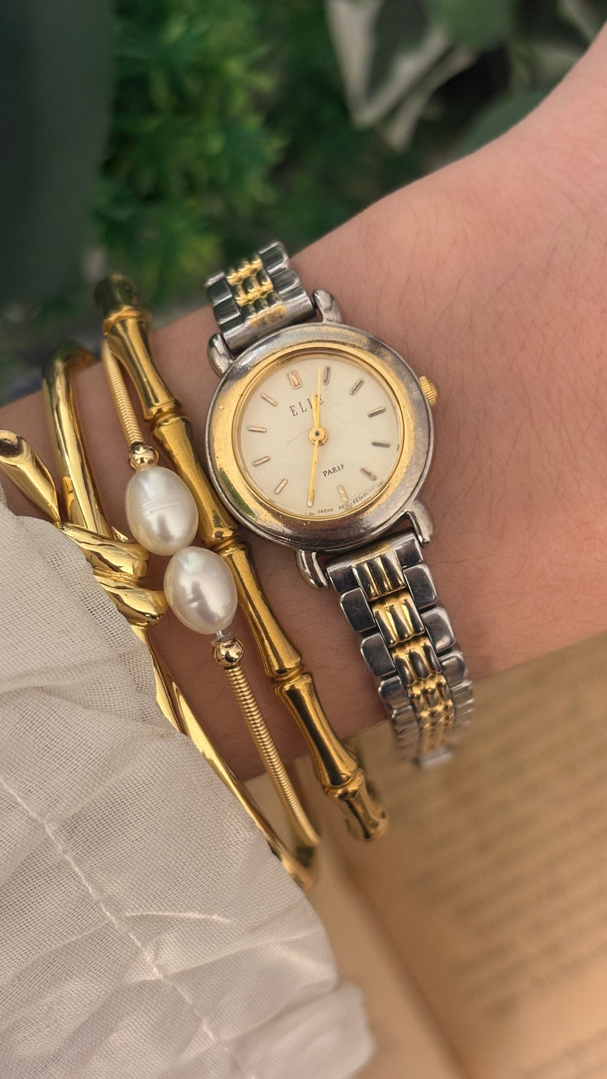 Vintage Elle Paris Classic Bracelet Watch in Two-Tone Quartz