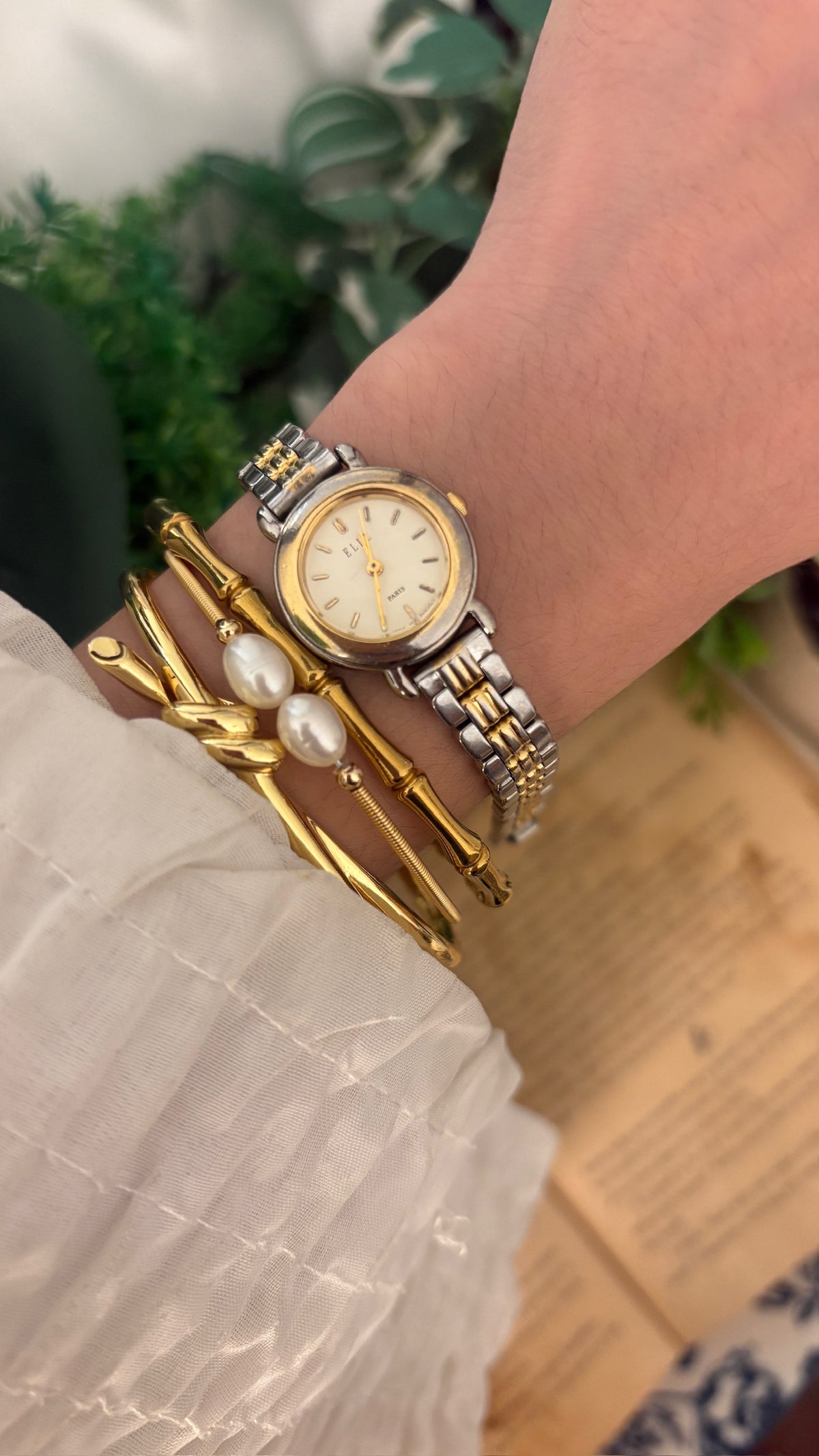Vintage Elle Paris Classic Bracelet Watch in Two-Tone Quartz