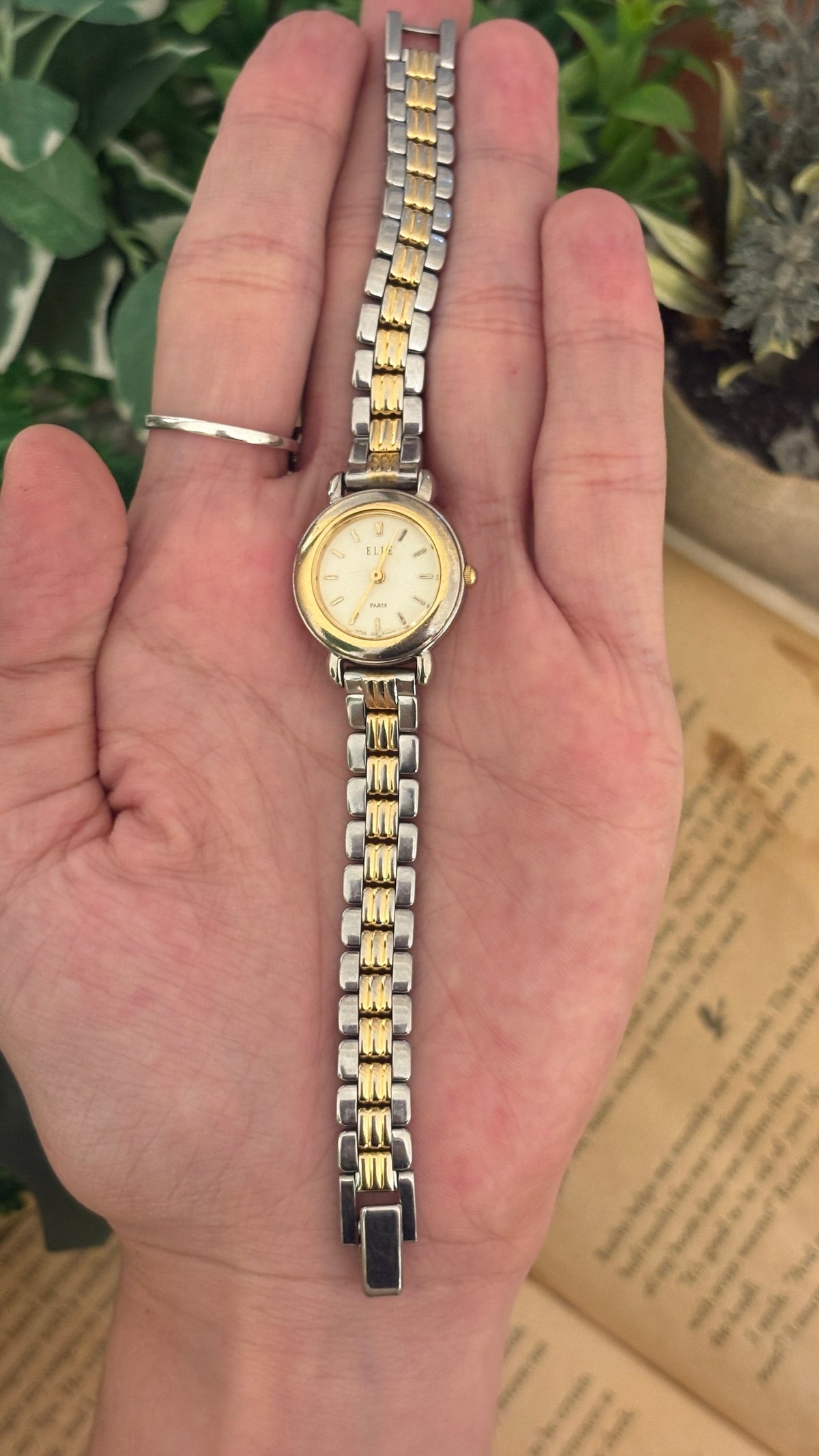 Vintage Elle Paris Classic Bracelet Watch in Two-Tone Quartz
