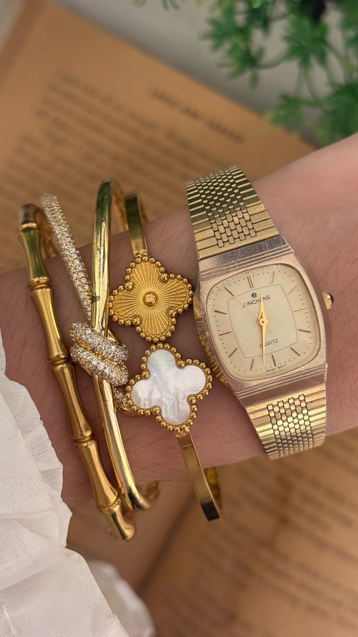 Vintage Junghans Tank Dress Watch in Gold Tone Quartz