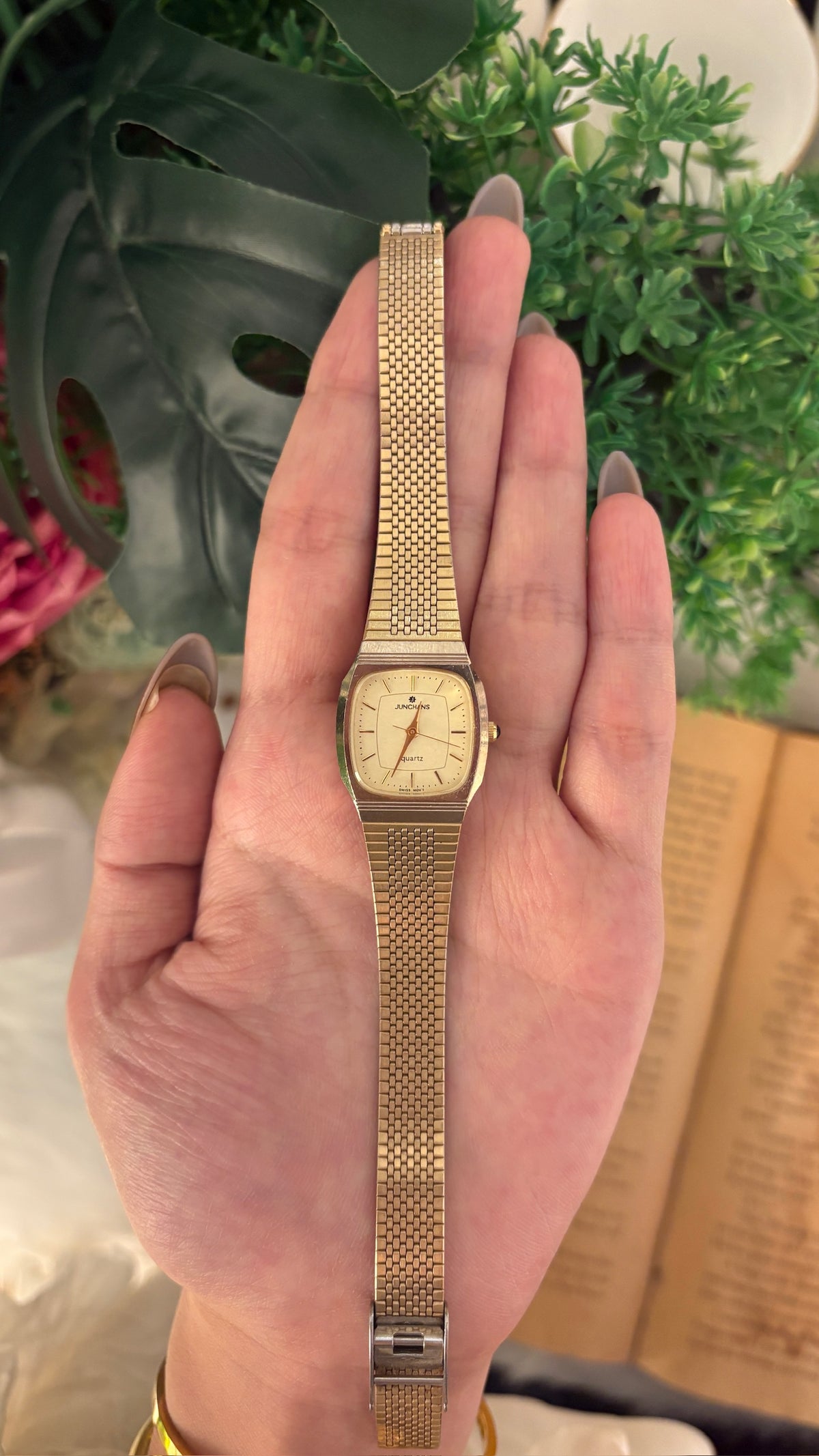 Vintage Junghans Tank Dress Watch in Gold Tone Quartz