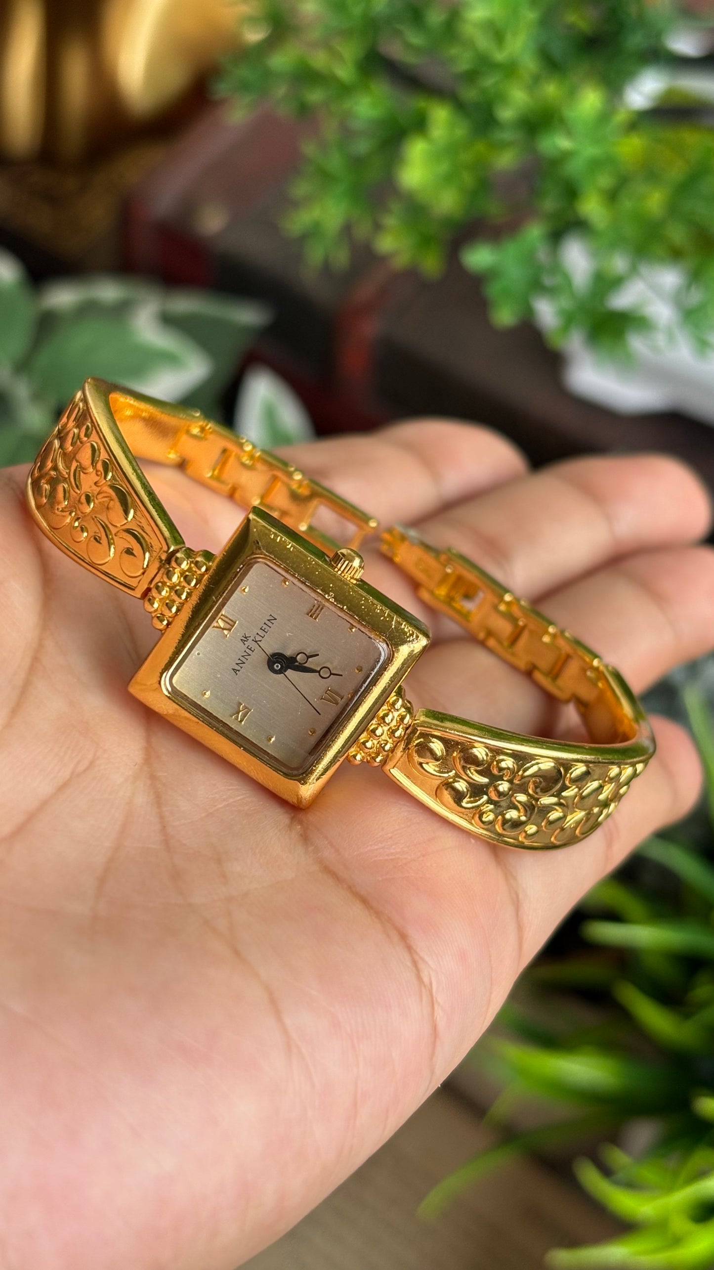 Extremely Rare Vintage Anne Klein Art Deco Watch in Gold Tone