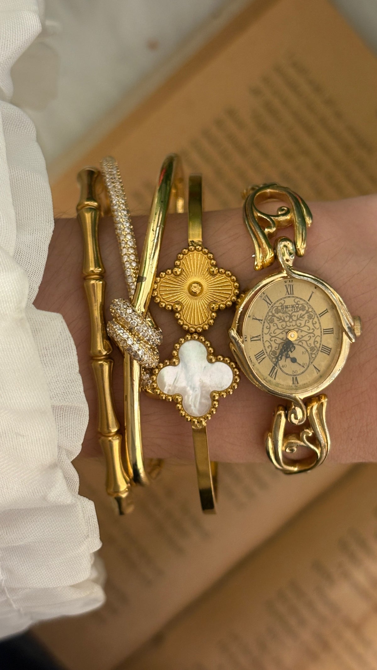 Extremely Rare Vintage Seiko Art Deco Bracelet Watch in Gold Tone Quartz