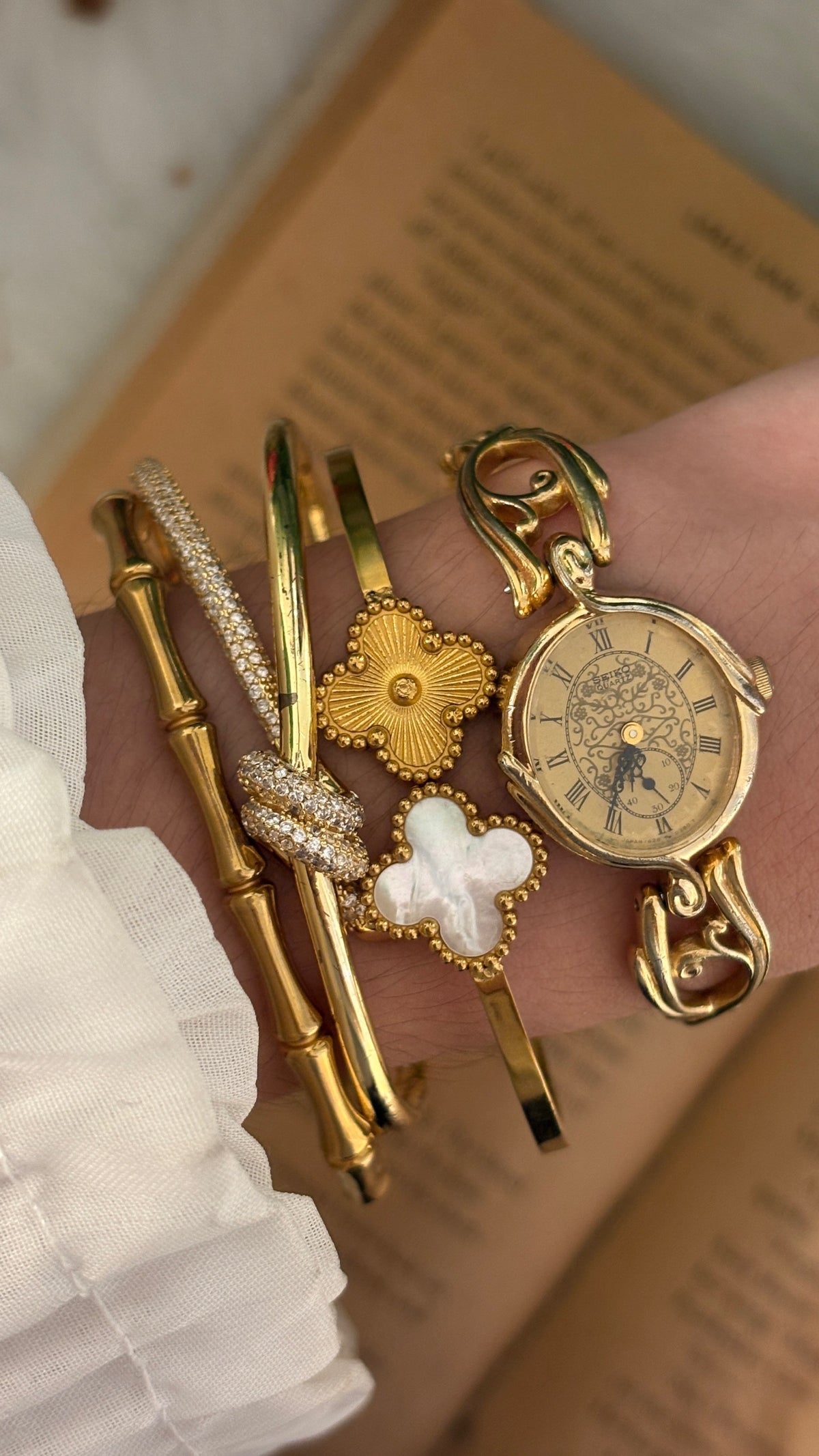 Extremely Rare Vintage Seiko Art Deco Bracelet Watch in Gold Tone Quartz