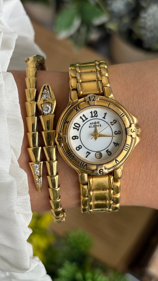 Vintage Anne Klein Classic Watch in Gold Tone with Date Just