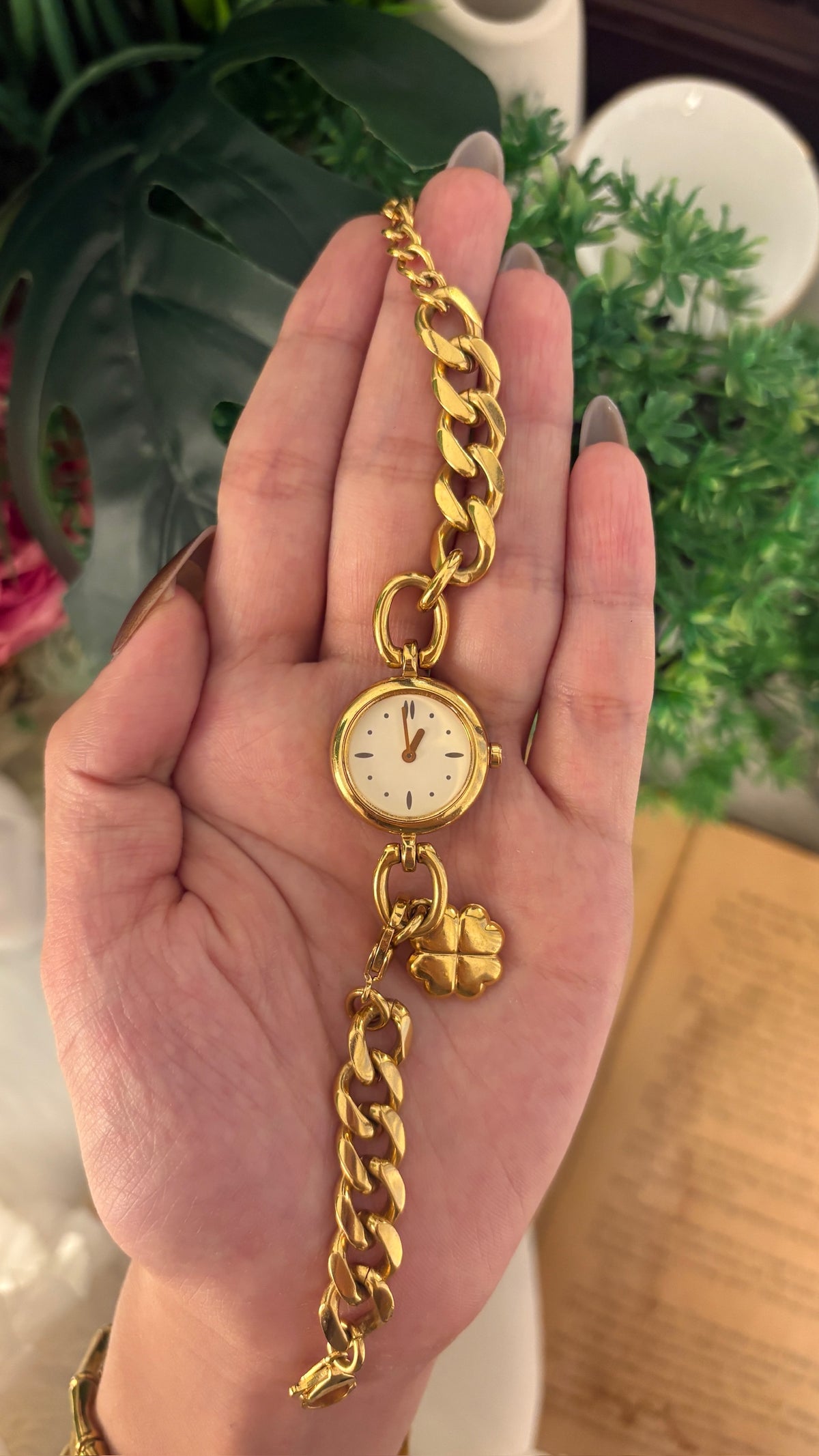 Rare Vintage Noevir Citizen Charm Bracelet Watch in Gold Tone Quartz